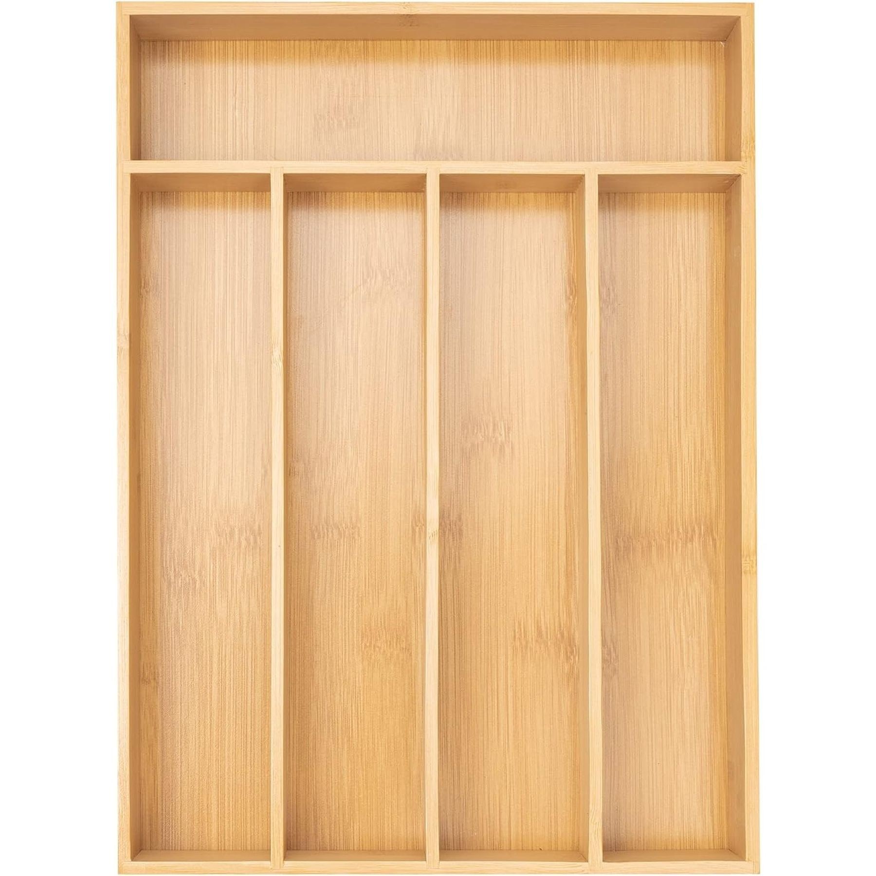 Bamboo Drawer Kitchen Organizer Silverware Holder 5