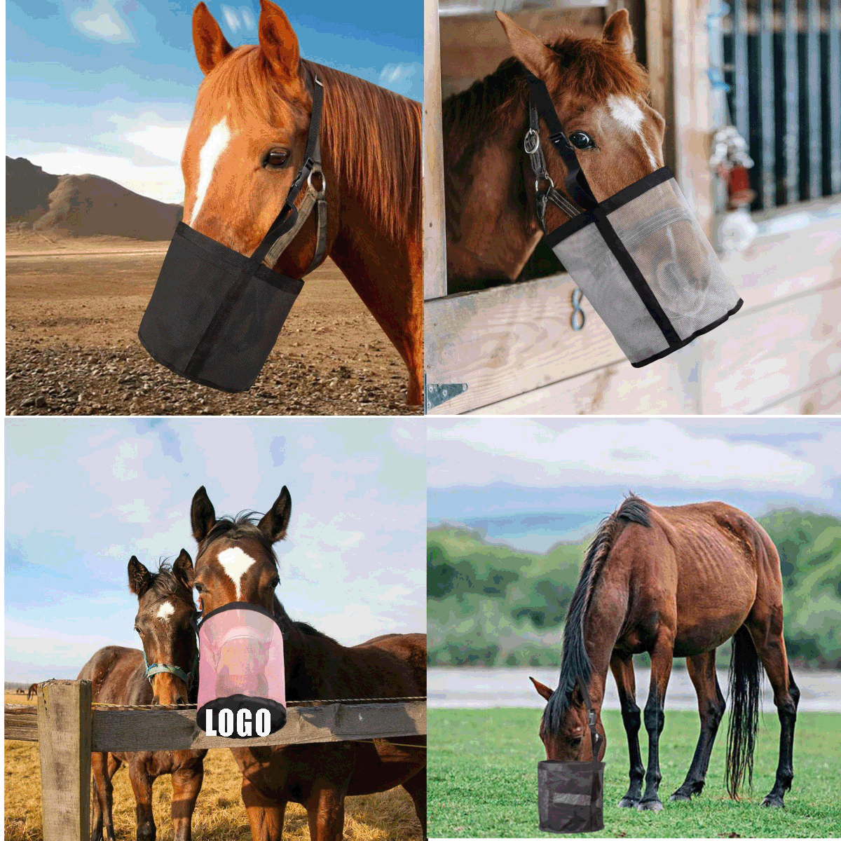 Horse Feed Bags for Grain / Horse Feed Bucket with Adjustable Strap 2