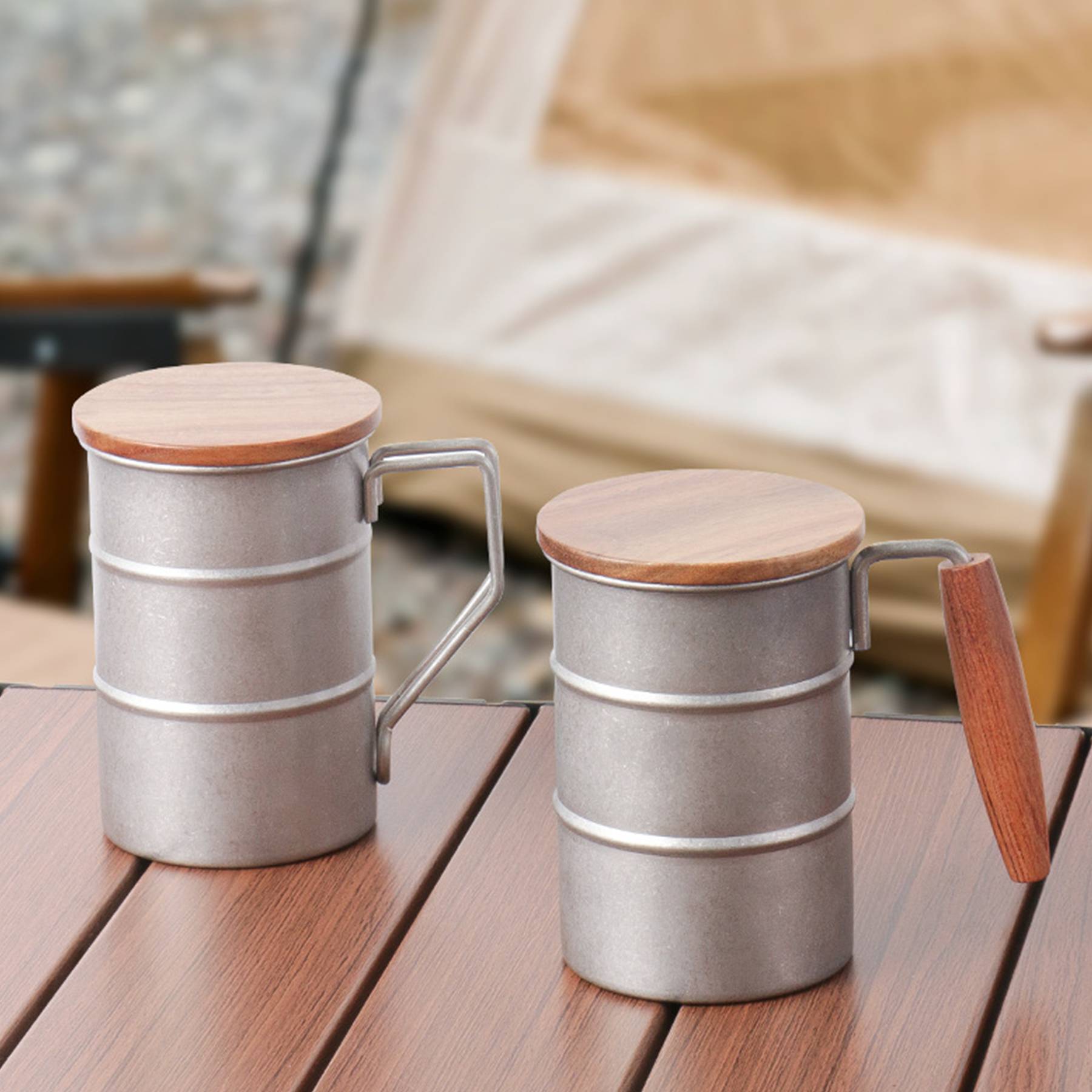 13oz 304 stainless steel outdoor mug with wood handle 5