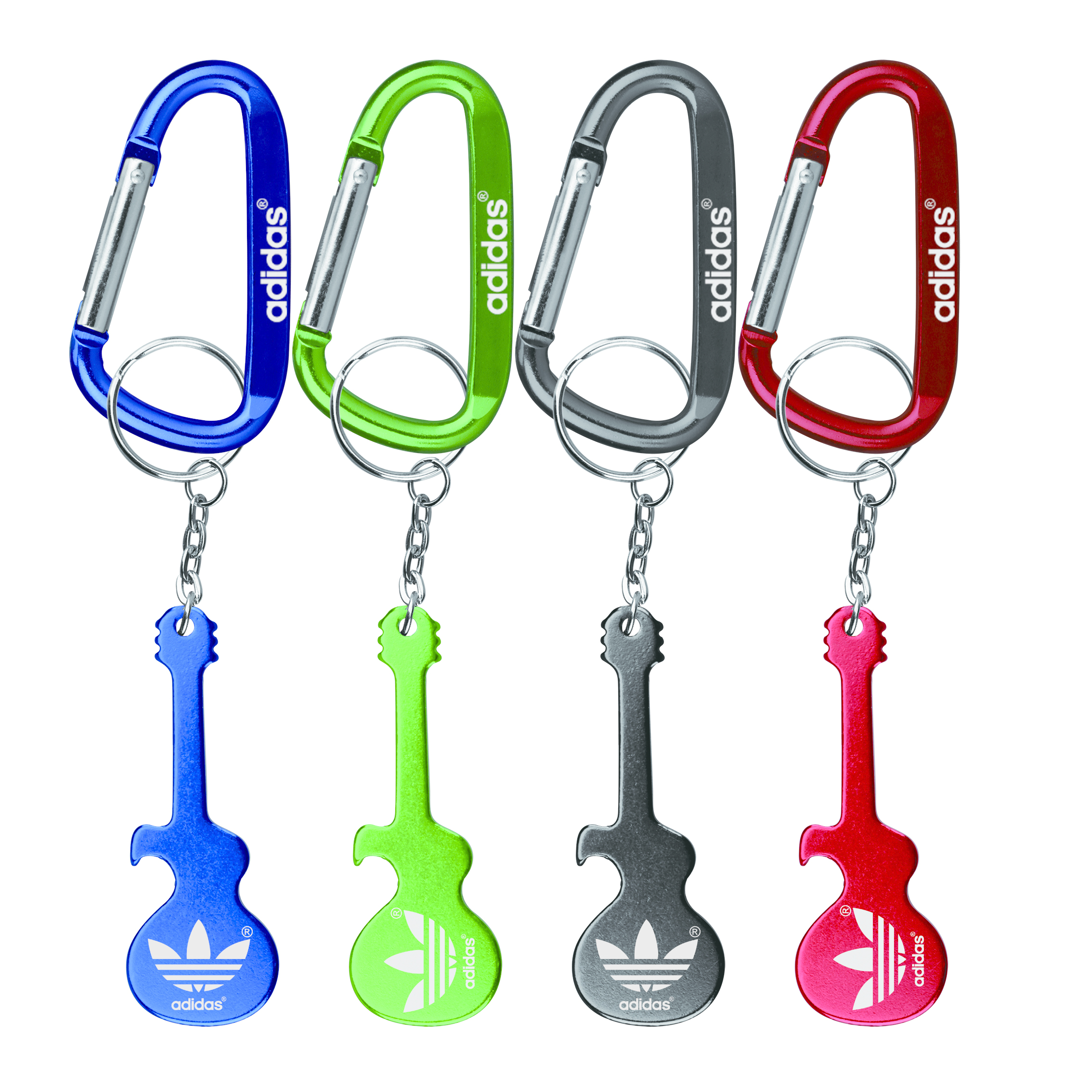 Guitar Shaped Aluminum Bottle Opener with Key Chain & Carabiner 5