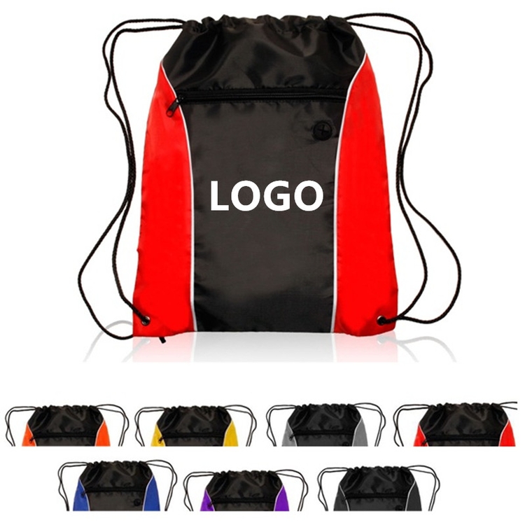 Drawstring Backpacks w/Front Zipper 2