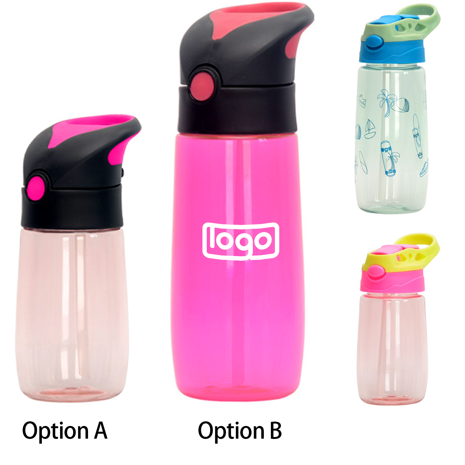 12.5/17.5 oz Easy-Flip Lid Kids' Plastic Straw Water Bottle