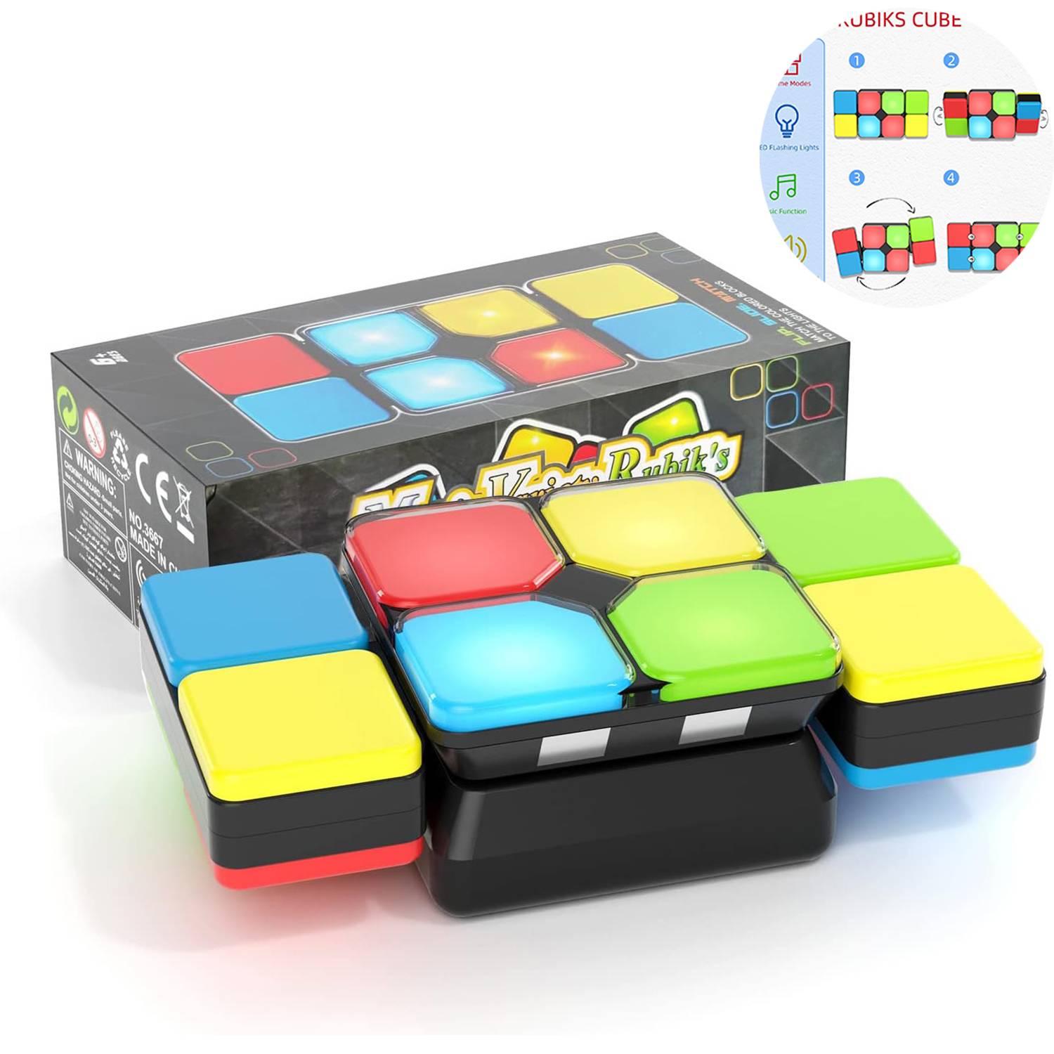4 in 1 Kids Light-Up Musical Educational Puzzle Cube Toy 3
