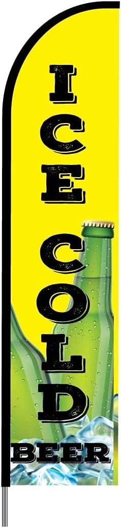 Ice Cold Beer Sign Swooper Feather Flag feather banner Pole Kit, Restaurant and Store Banner, 15ft 5