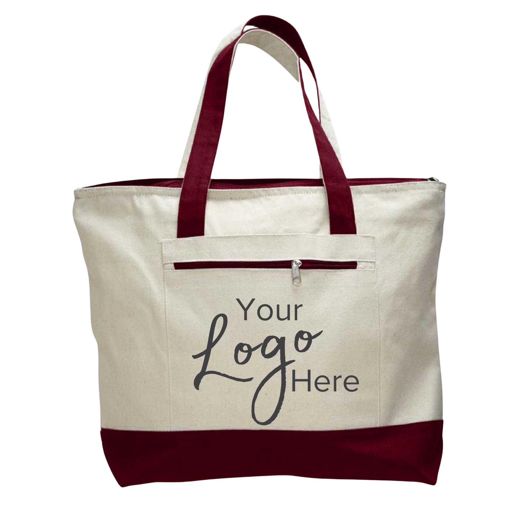 Canvas Zipper Tote Bag 18" W x 14" H with 4.5" Gusset, custom tote bag with logo imprint 9