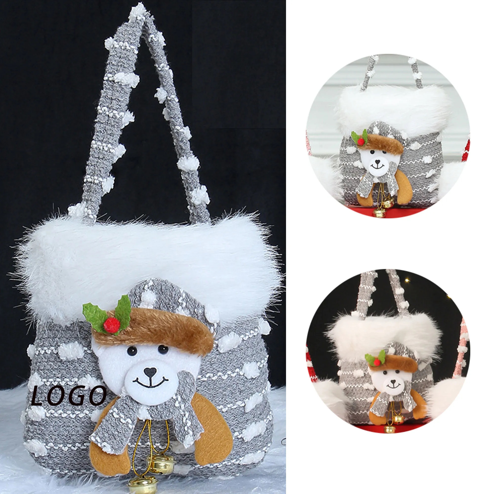 Christmas Handheld Gift Bag With Logo For Surprise, Holidays 1