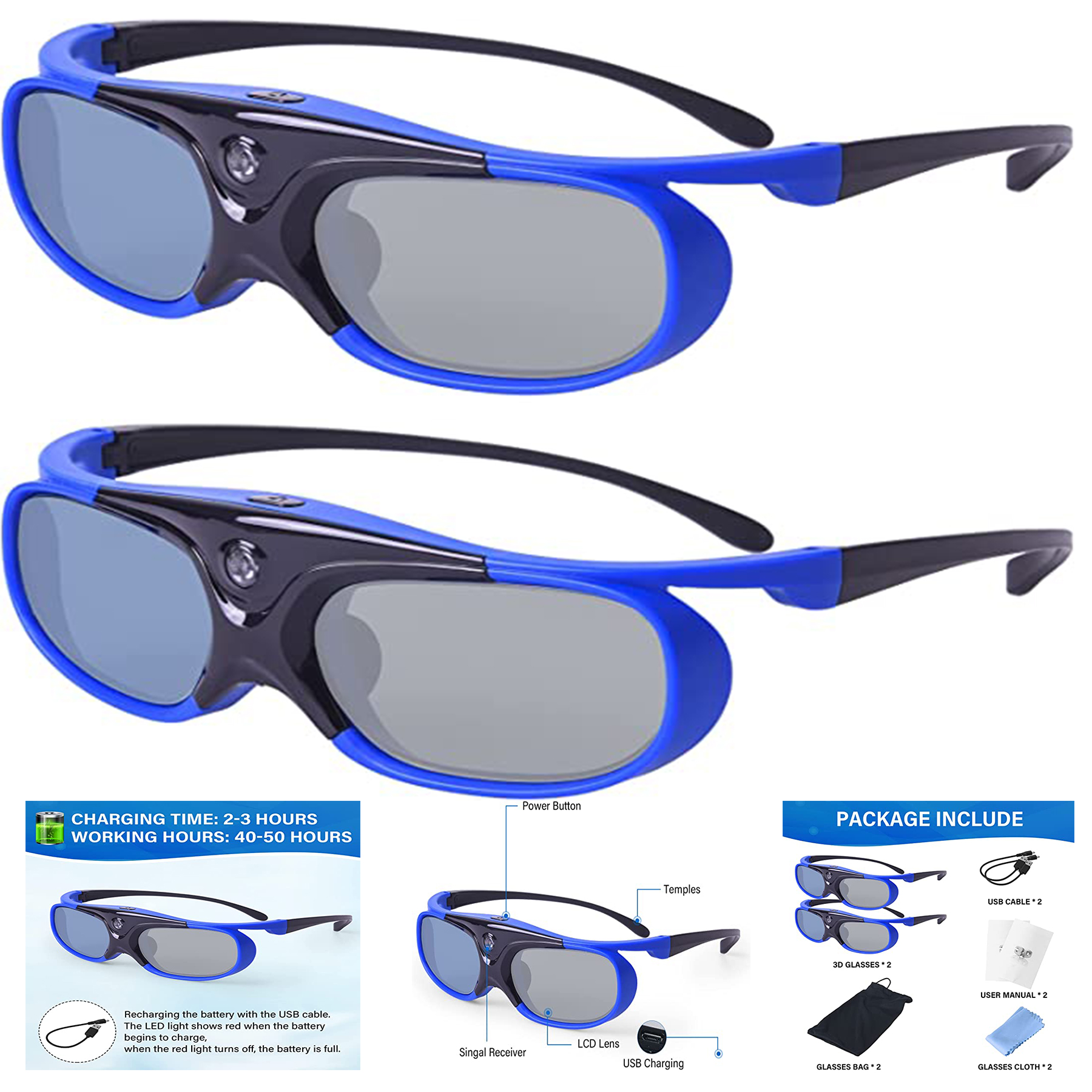 Active Shutter 3D Glasses