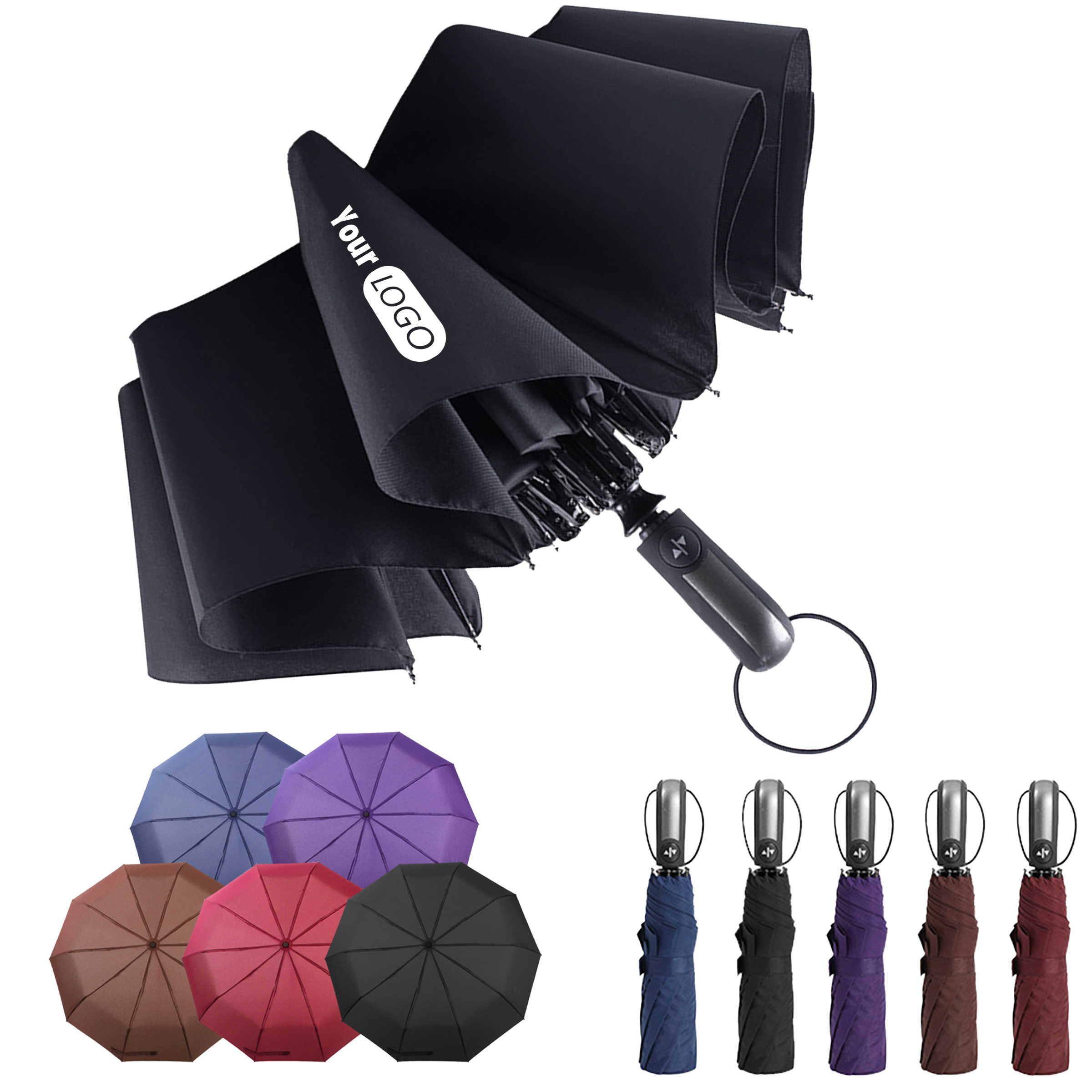 Steel Automatic Three Fold Sunshade Umbrella 6
