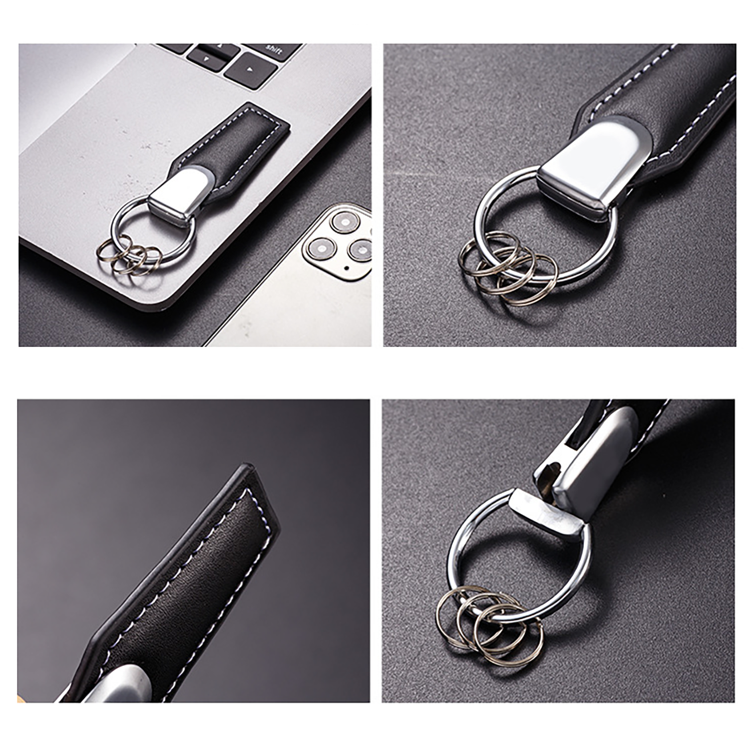 Personalized LOGO Custom PU Leather Keychain 5