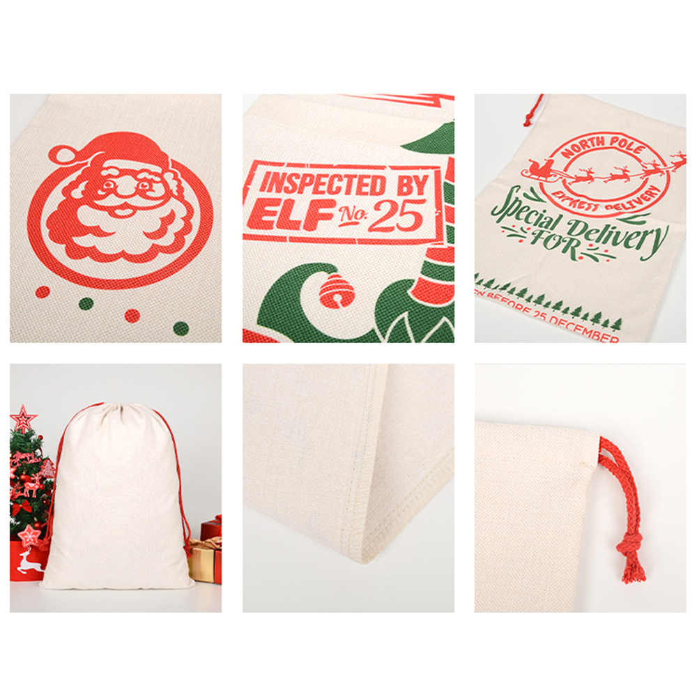 50x70CM Christmas Canvas Gift Bag Drawstring Bag 8