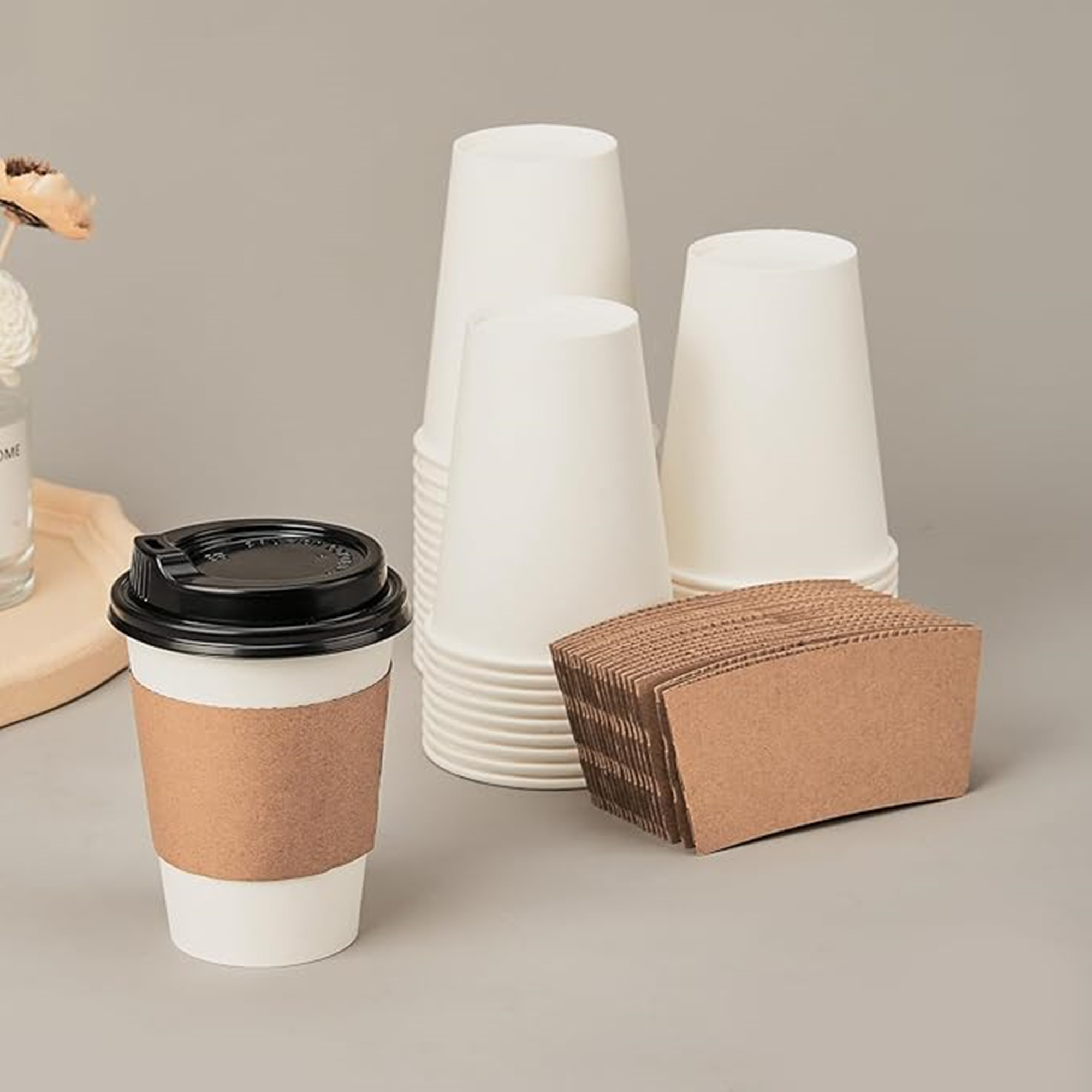 100 Pcs 8 oz Kraft Paper Coffee Cup Sleeves 3