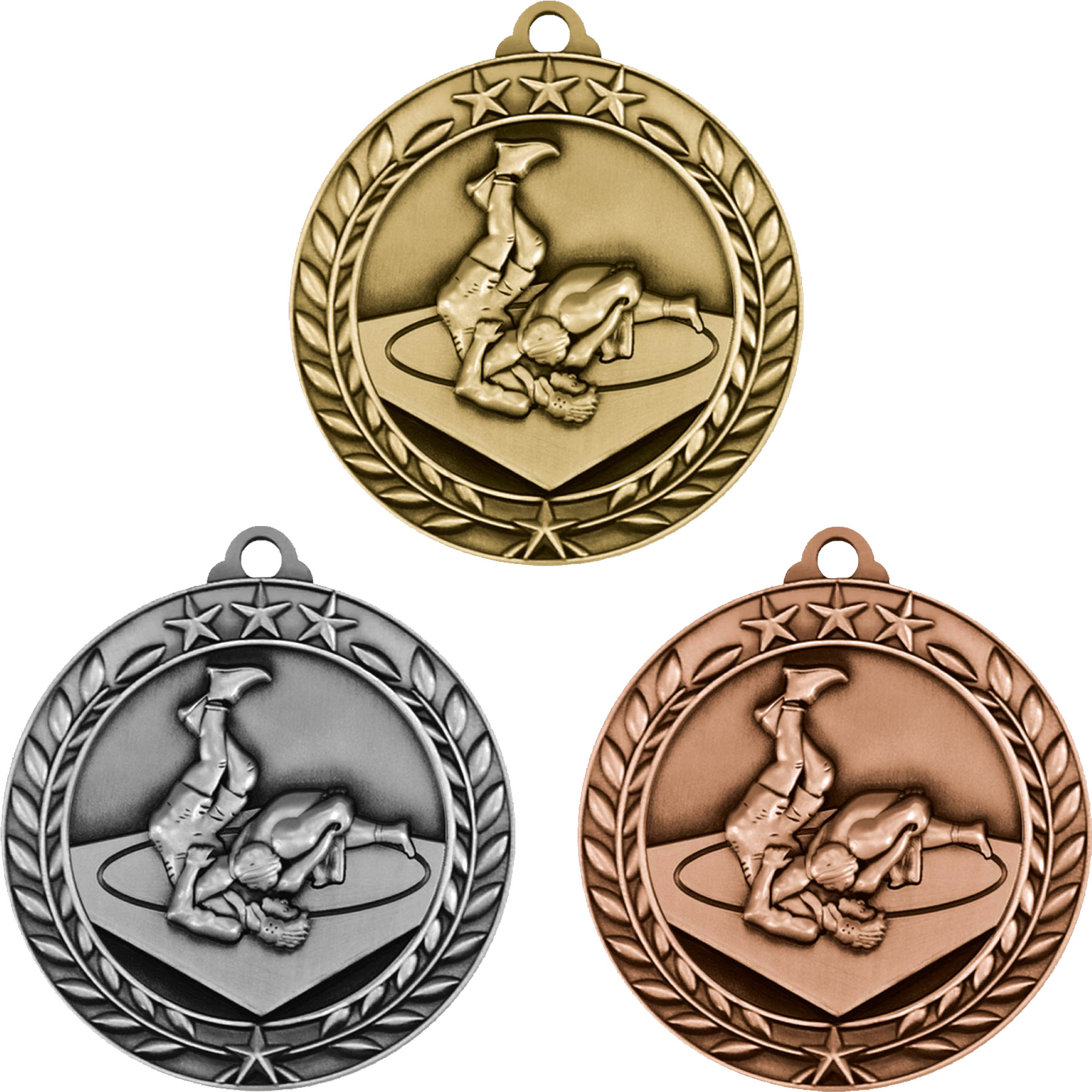 Stock Small Academic & Sports Laurel Medals: Wrestling 1