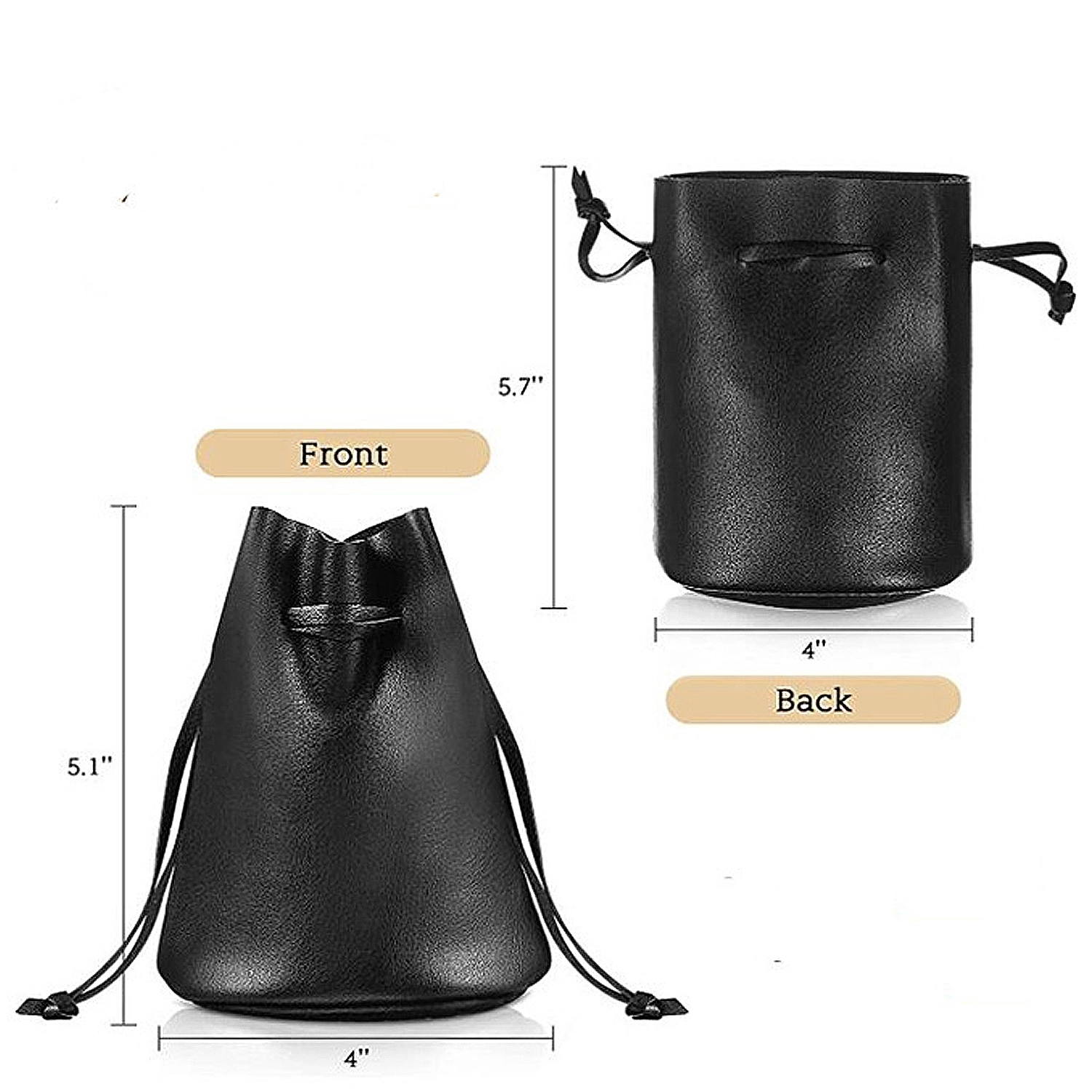 Faux Leather Drawstring Pouch 3