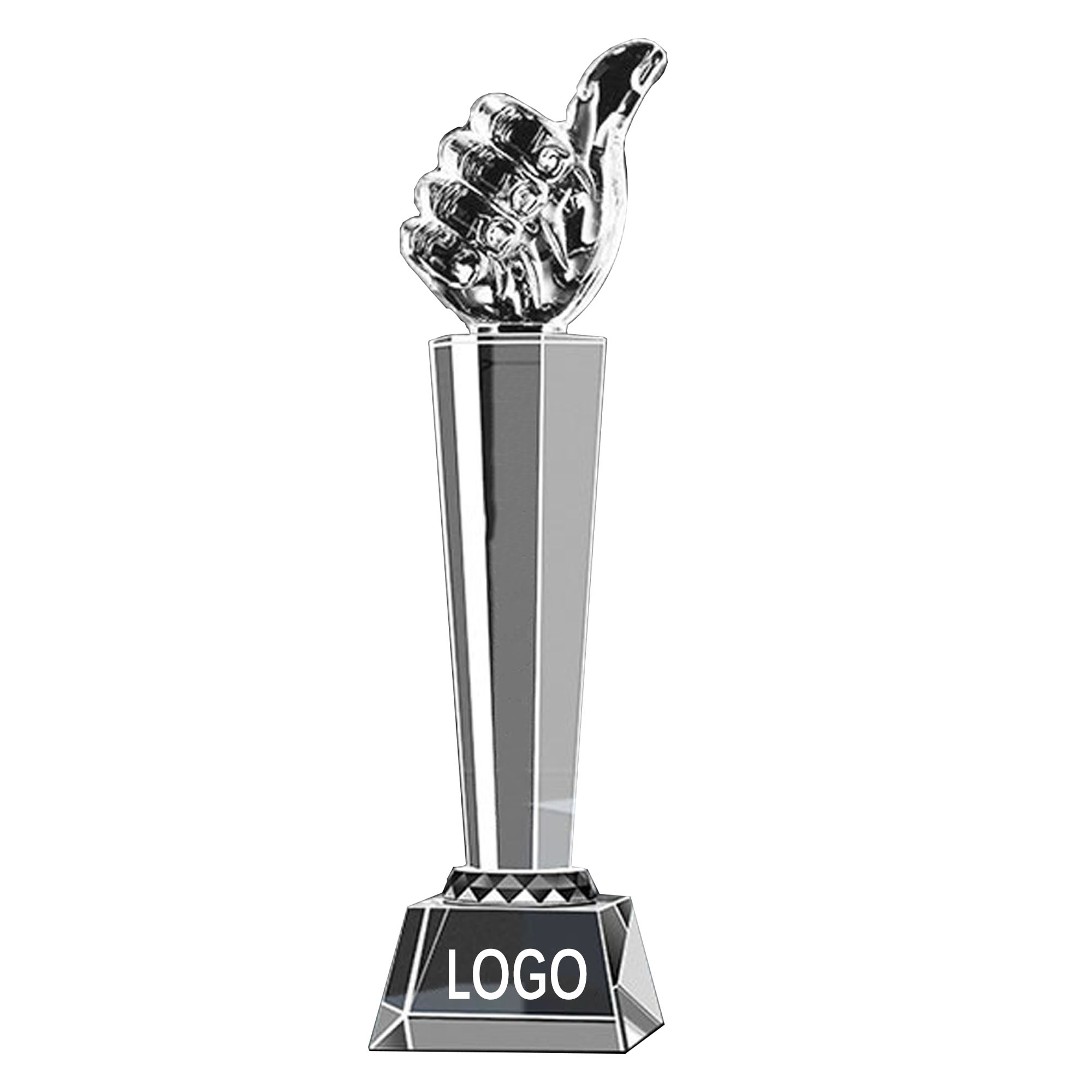 MOQ5 Engraved Thumb Up Crystal Trophy 2