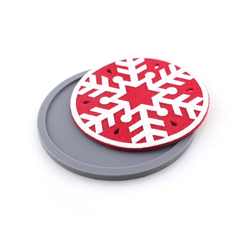 Christmas Round Silicone Coaster Set 4