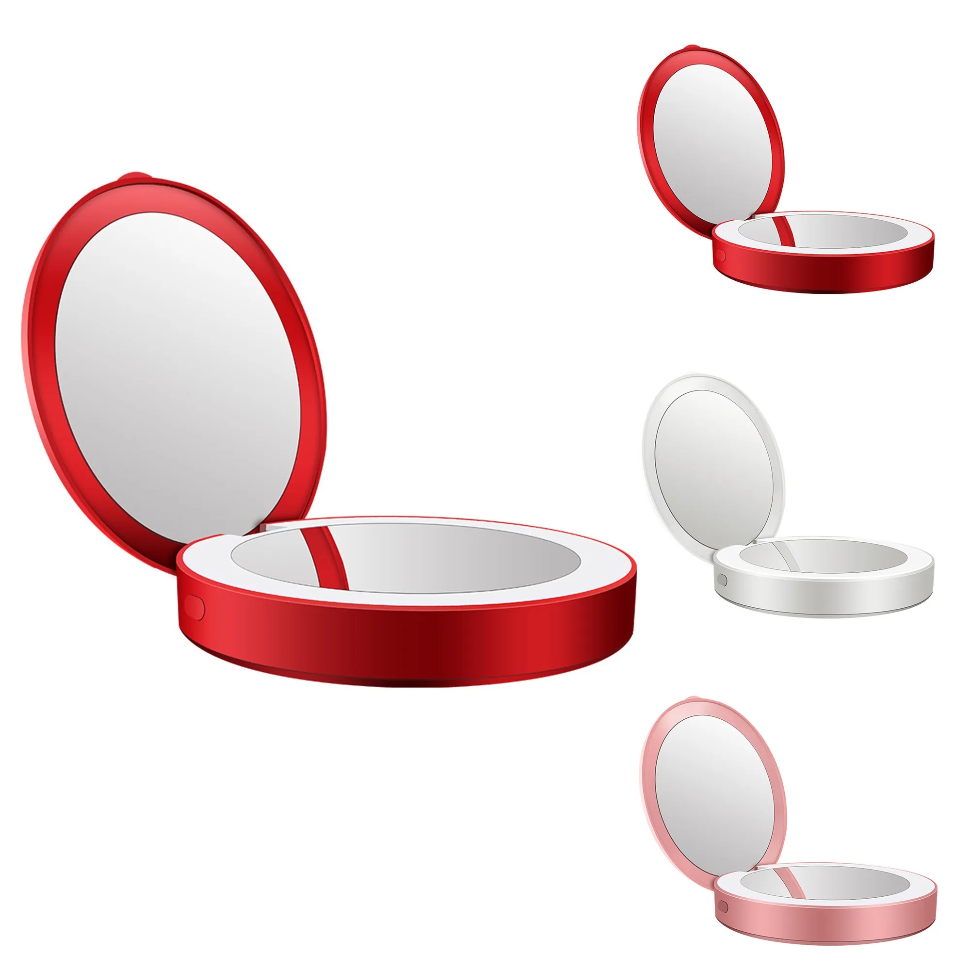 Compact Makeup Mirror with LED Lights and Power bank Charger