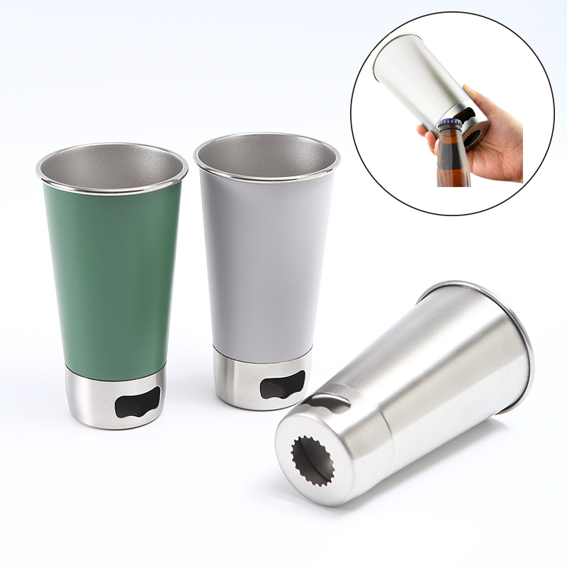 Stainless Steel Beer Mug with Beer Opener 2