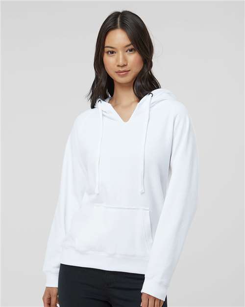 Women's Sueded V-Neck Hooded Sweatshirt - 8836 39