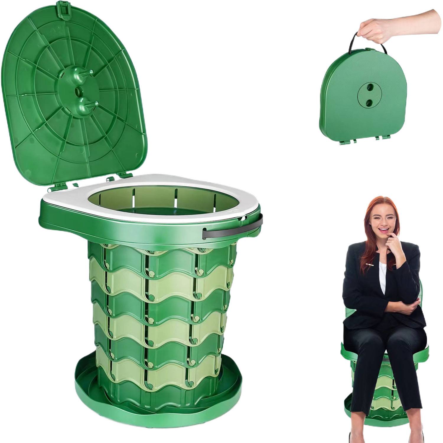Heavy Duty Portable Foldable Plastic Camping Toilet 10