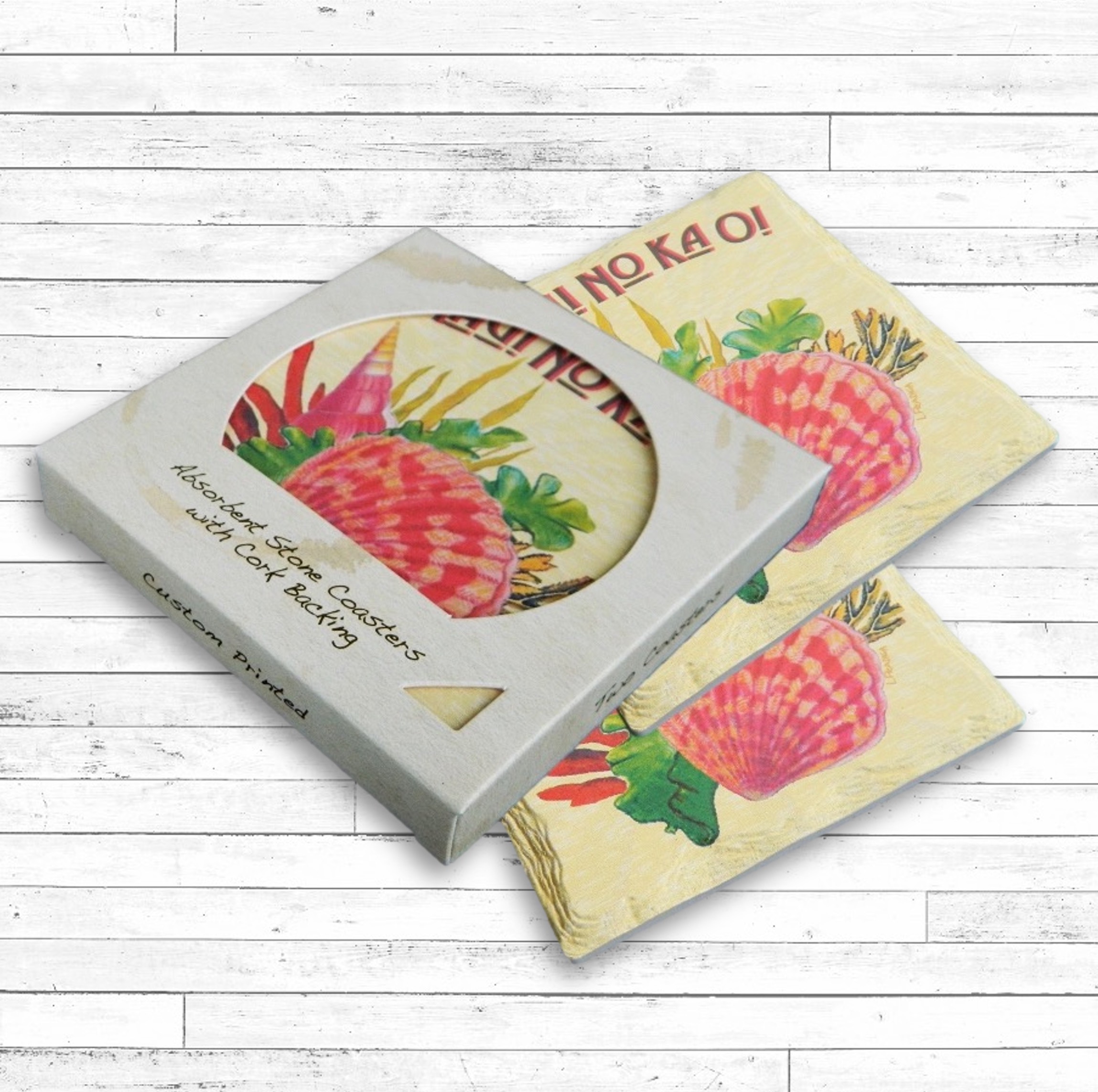 2 Custom Square Layered Edge Stone Coasters with Easel Backing-Basic Print 4