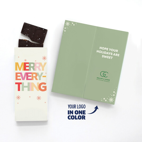 One Color Foil-Stamped Stock Holiday Sentiment Sweeter Cards with Sea Salt Caramel Chocolate Bar