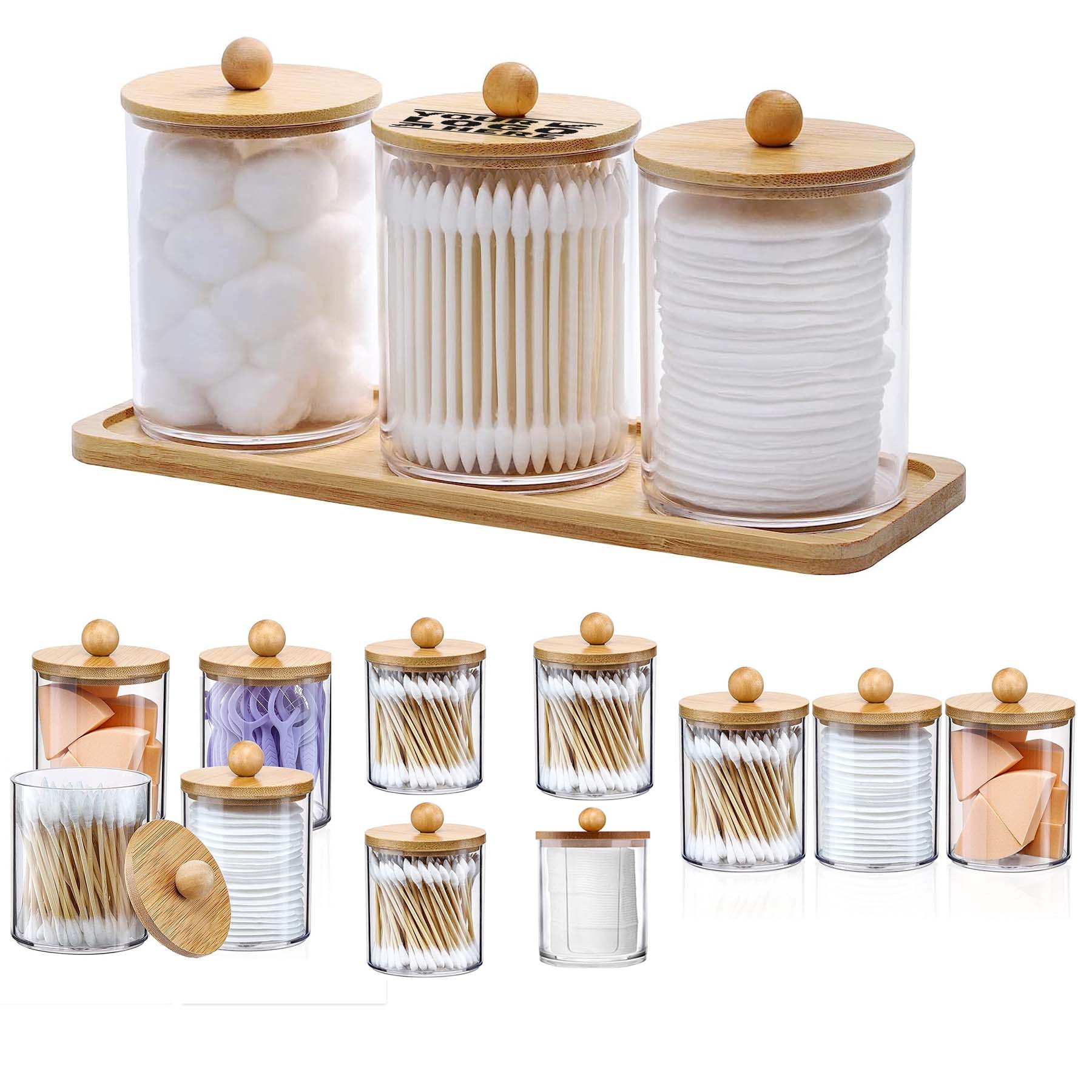 10 Oz Cotton Swab Ball Pad Holder with Vanity Tray 2