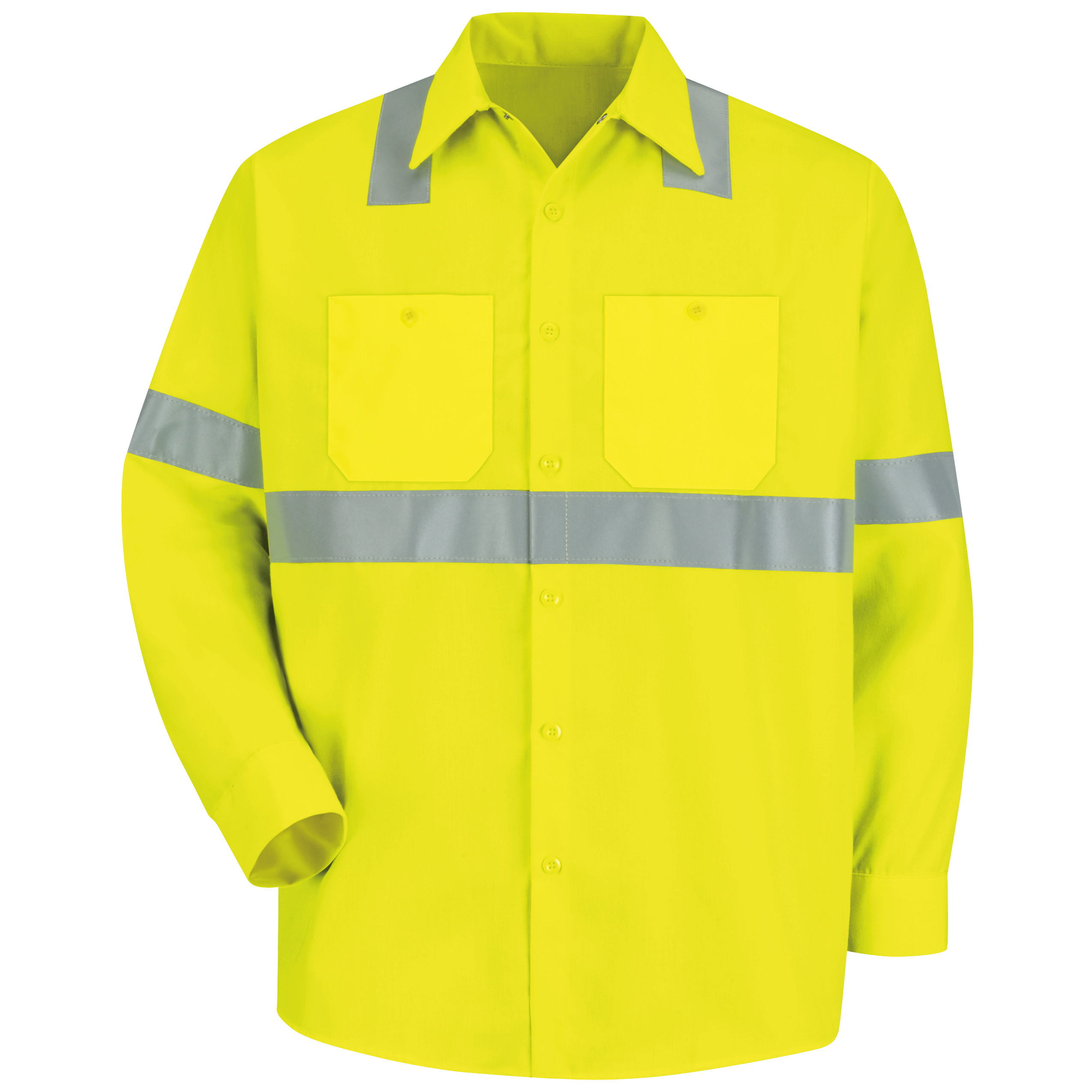 Red Kap® Men's Hi-Visibility Yellow Long Sleeve Work Shirt - Type R, Class 2 2