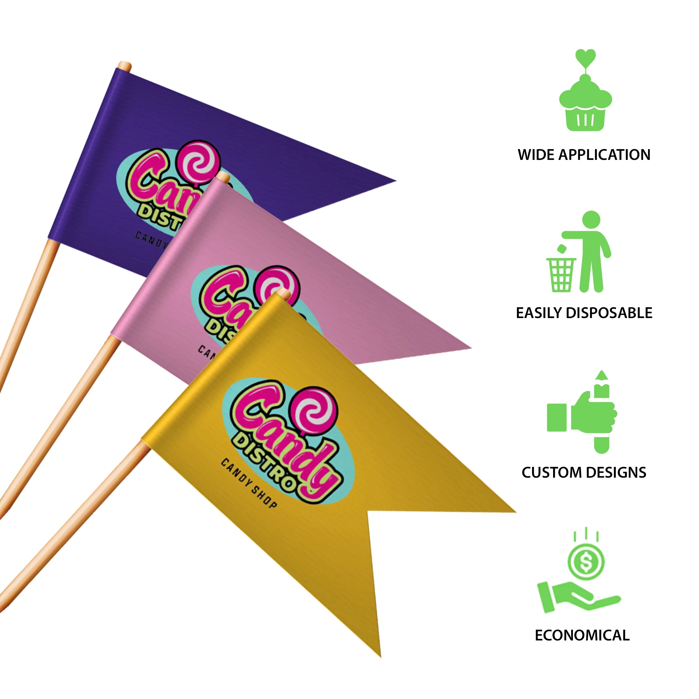 Custom Paper Toothpick Flags - Style C Flag Size 1.5" x 2.5" 4