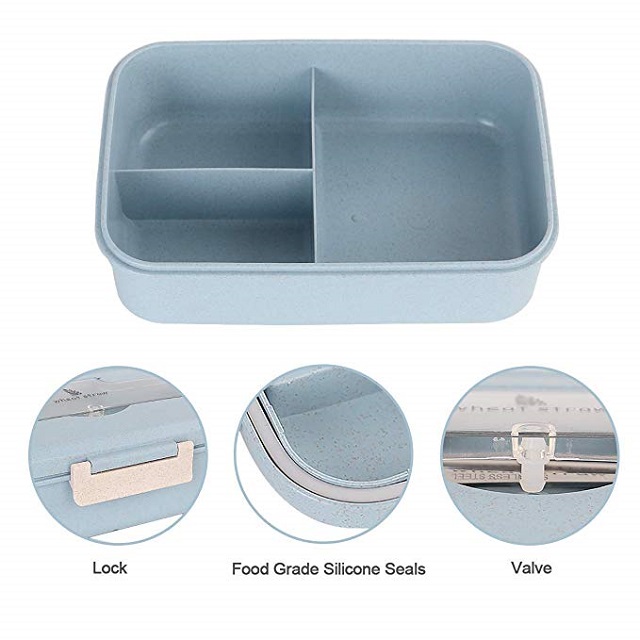 Biodegradable Wheat Bento Lunch Box with Spoon 3