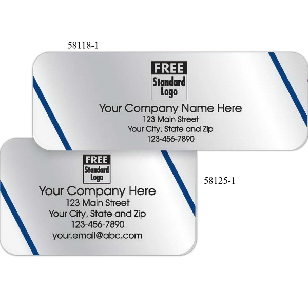 Rectangular Label on Silver Foil with Blue Lines 2