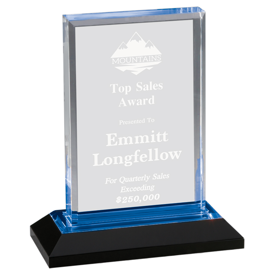 5" X 7" Blue Beveled Impress Acrylic Award