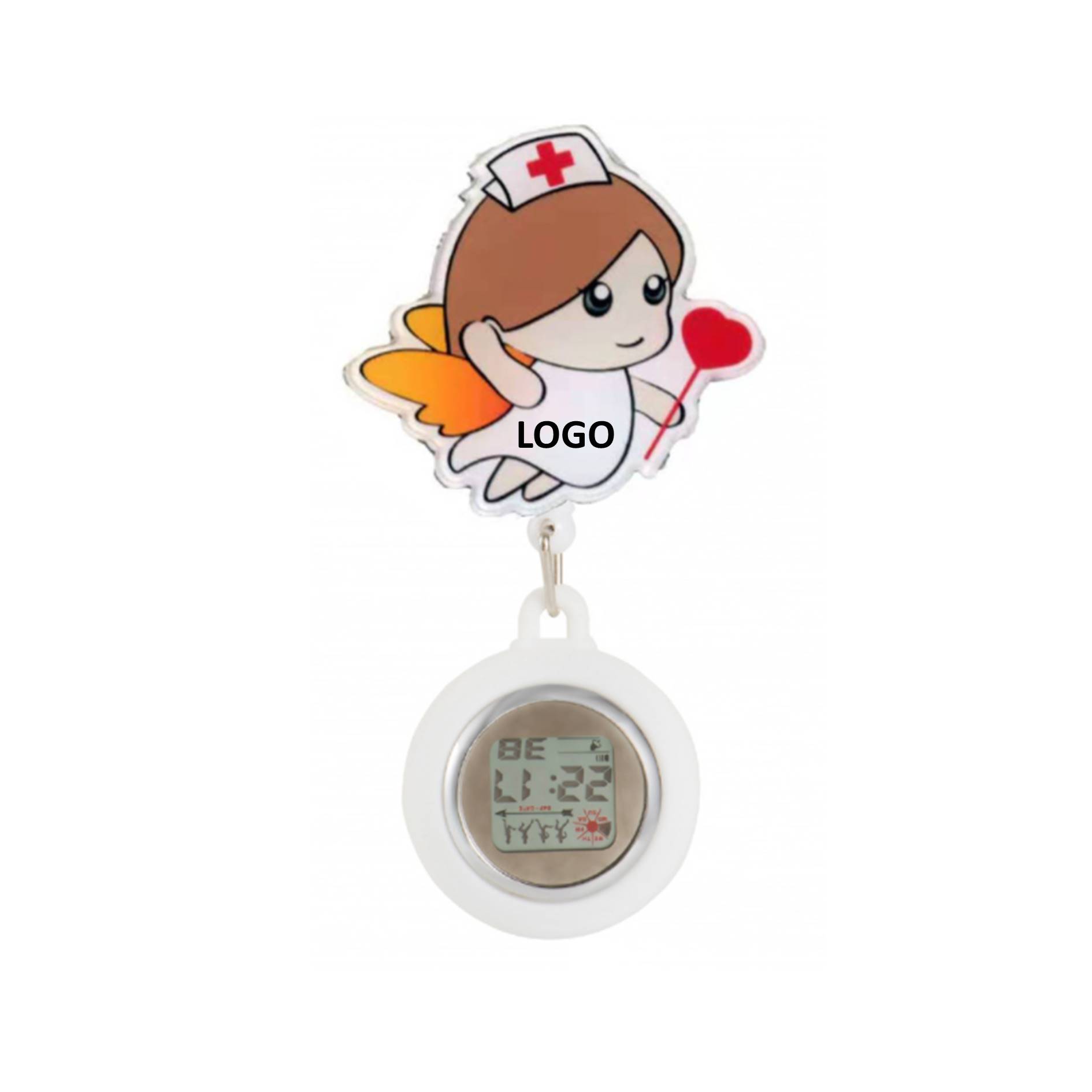 Silicone Digital Display Cartoon Pocket Clip Nurse Watch 2