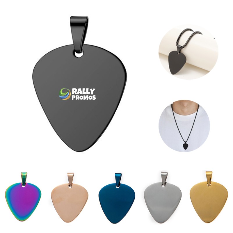 Custom Engraved Laser Stainless Steel Guitar Pick Pendant 5