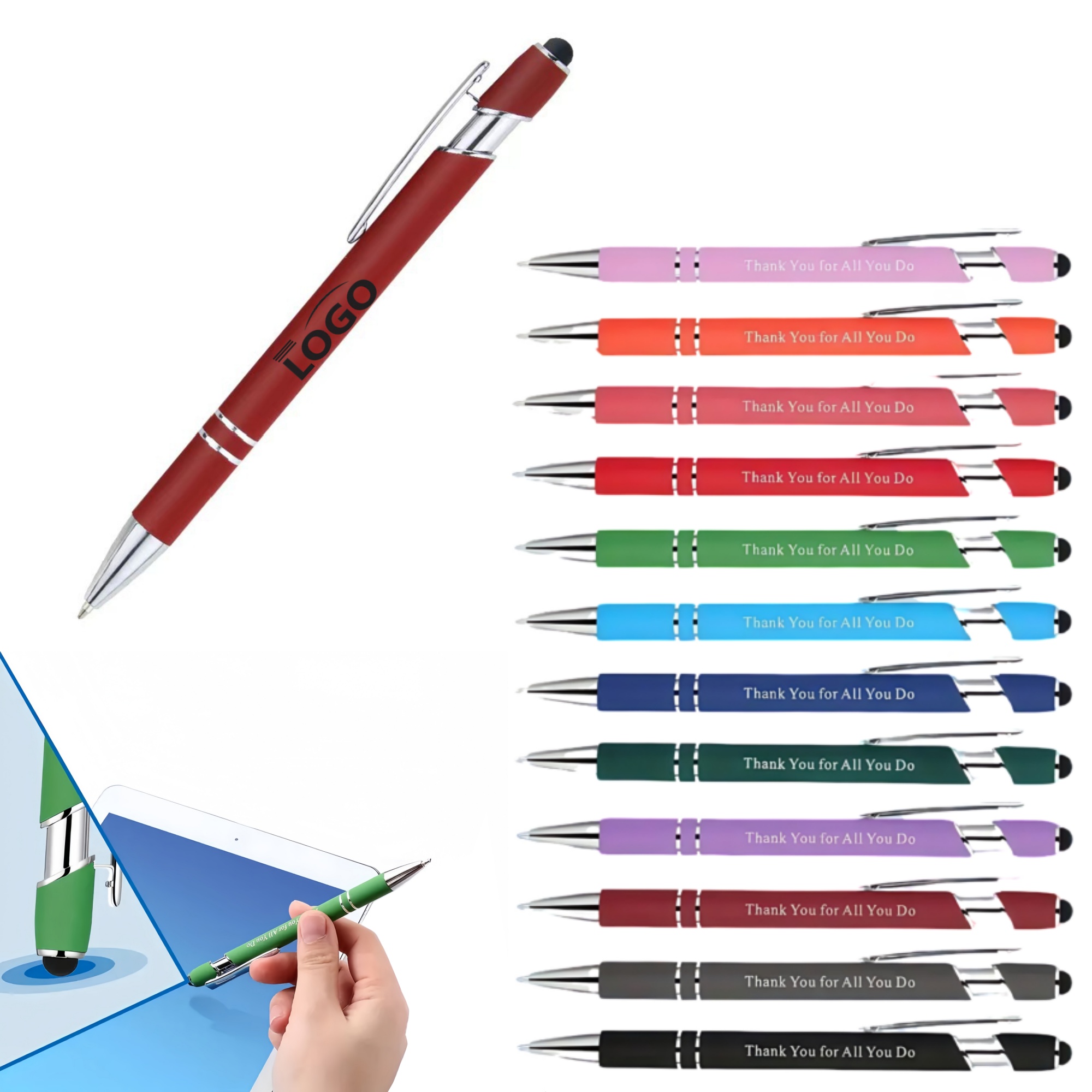 Retractable Rubberized Aluminum Stylus Ballpoint Pen 2