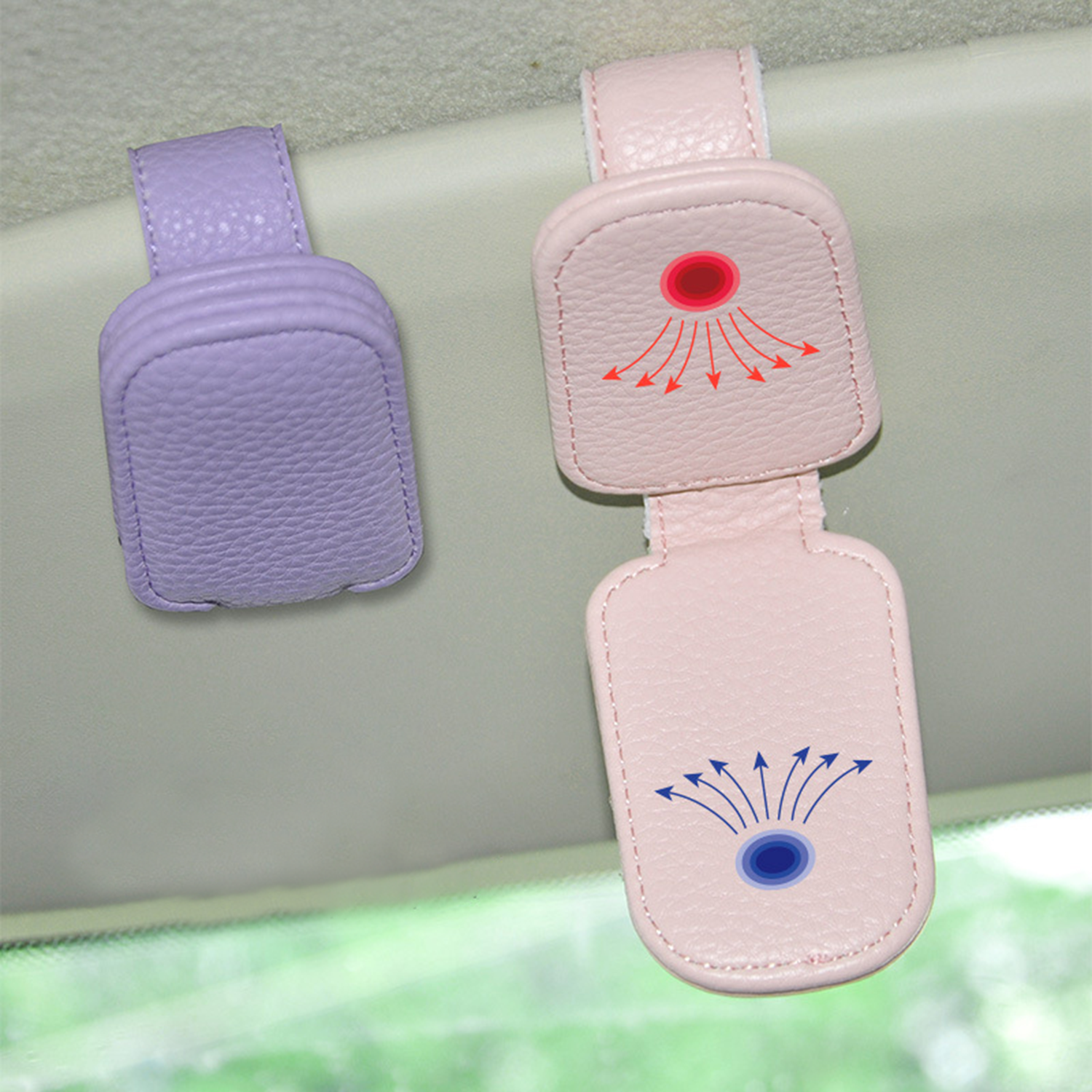PU Leather Car Magnetic Sunglasses Holder 3