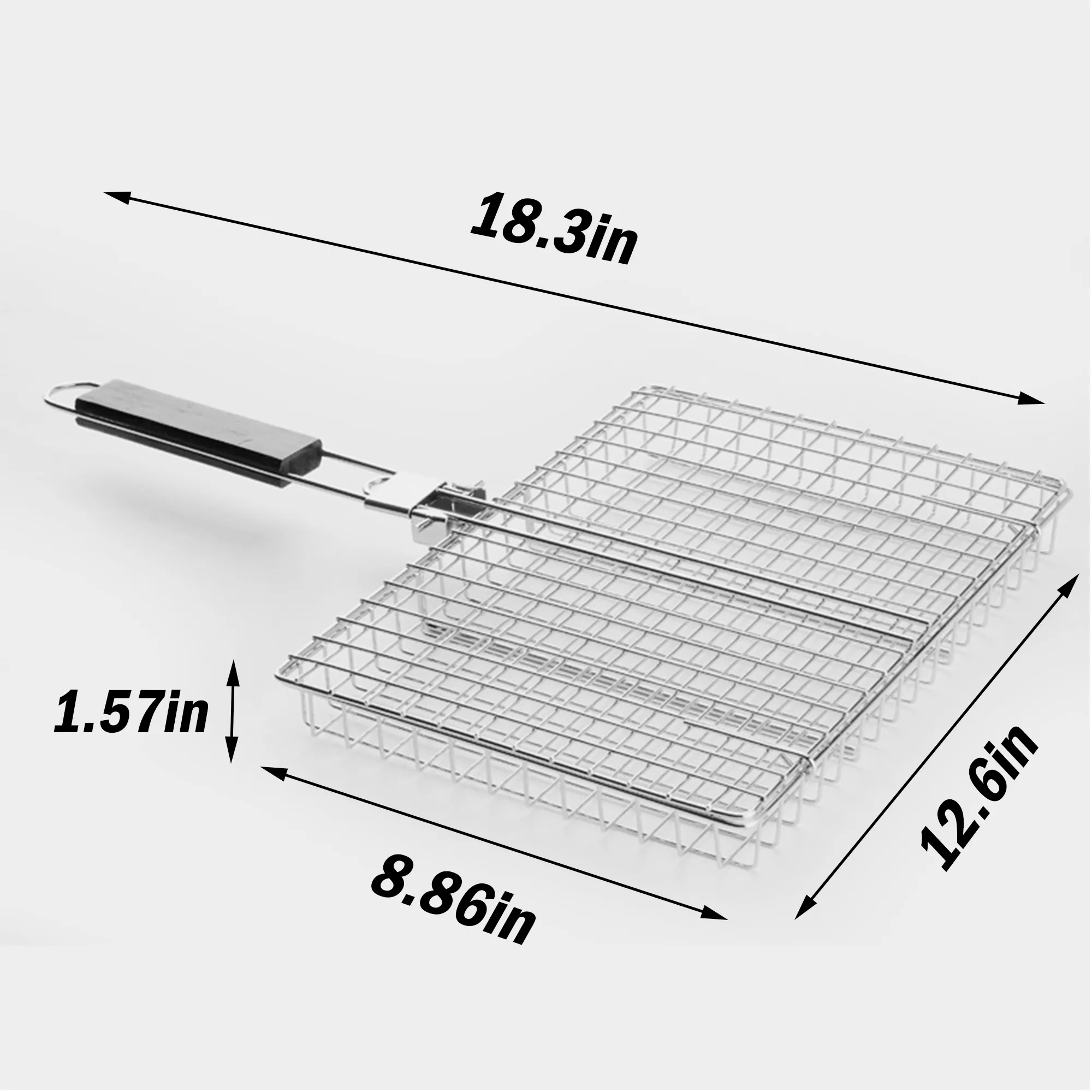 Folding Handle Barbecue Grill Basket Outdoor Rack 2