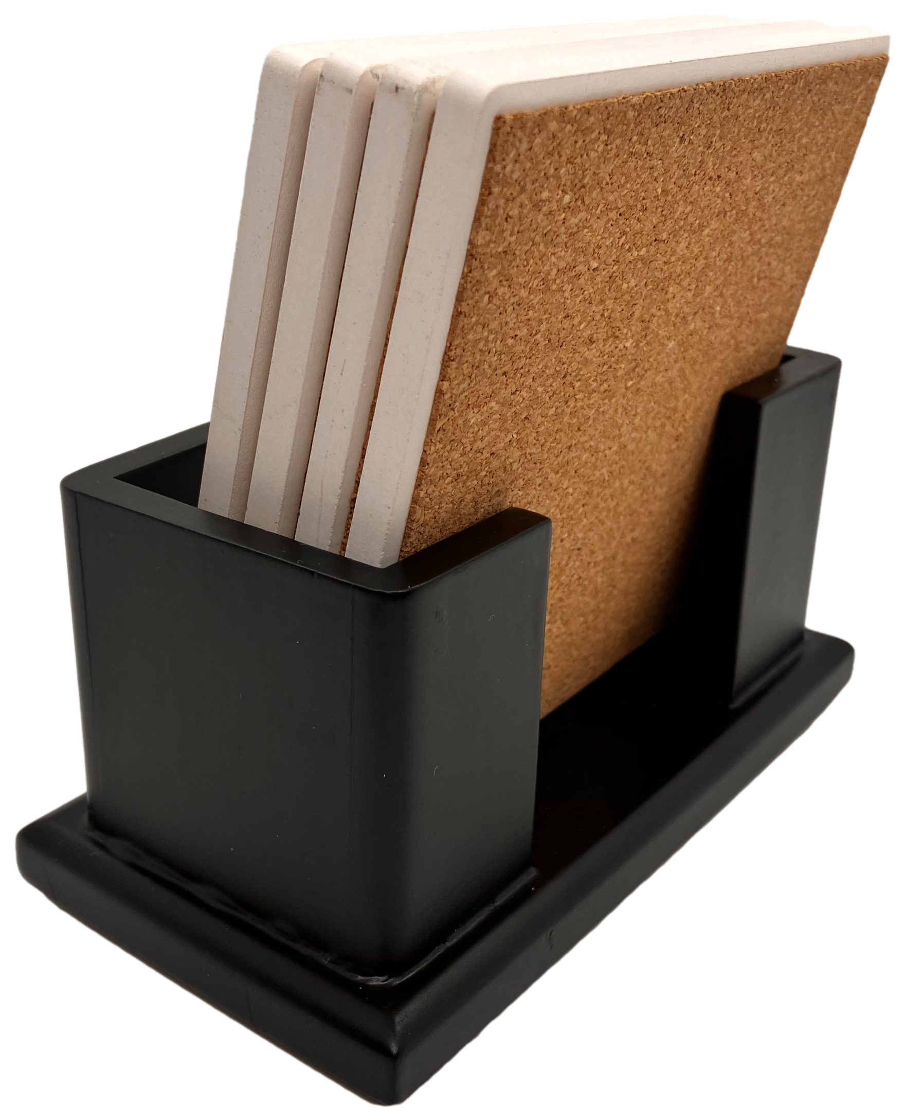 Upright Wooden Coaster Holder Black Finish 1