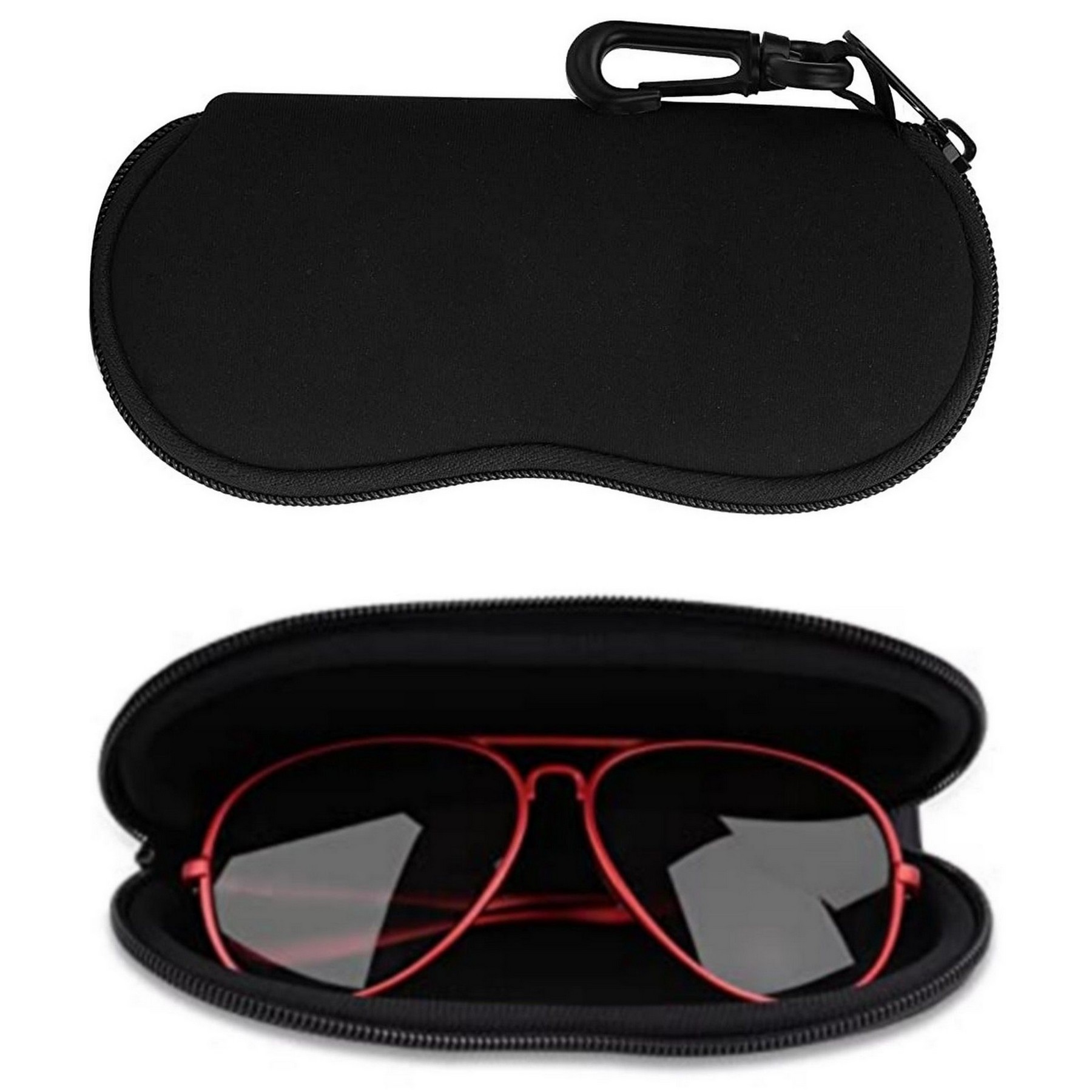 Neoprene Zipper Sunglasses Soft Case With Belt Clip 3