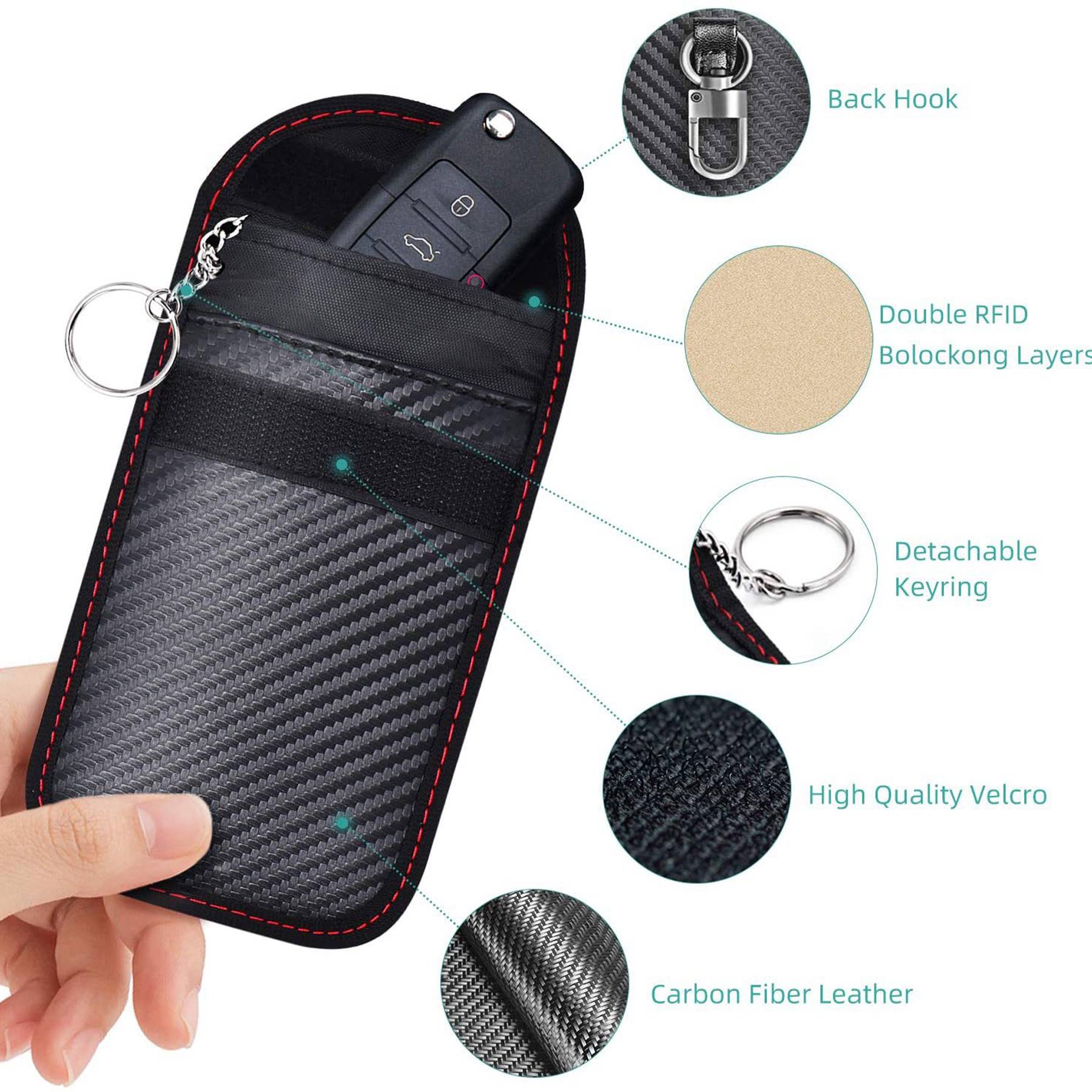Polyester Anti-magnetic anti-theft car key pouch 7