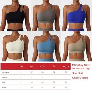 Diagonal Shoulder Yoga Sports Bra Running Fitness Tank Top 3