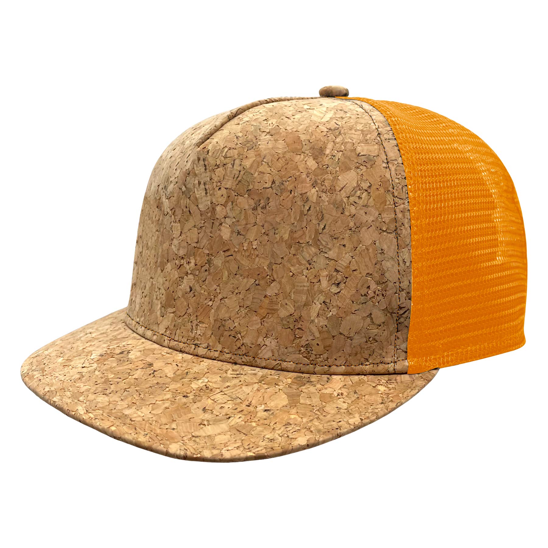 Cork Flat Visor 5 Panel Snapback Mesh Back Trucker Hat 3