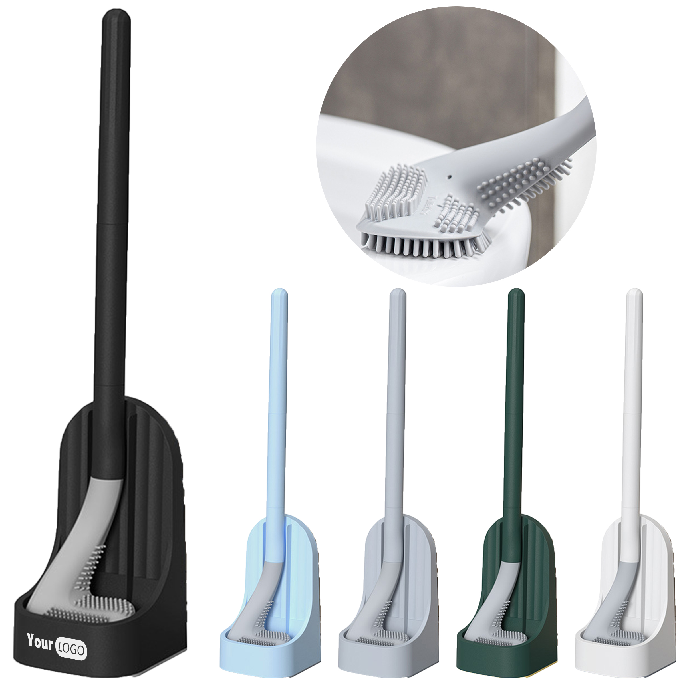 Plastic Long Handle Toilet Cleaning Brush With Base 2