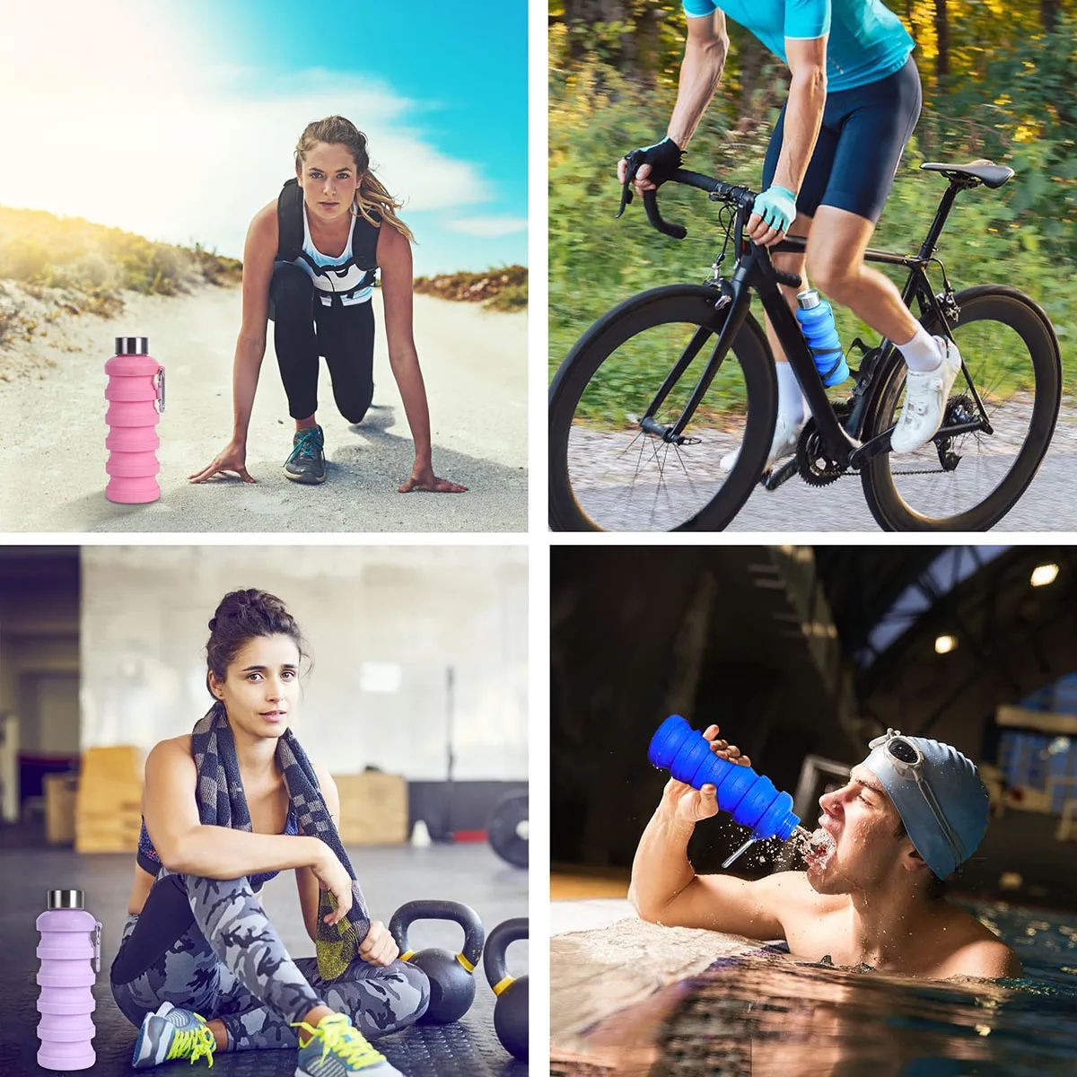 17oz BPA Free Silicone Portable Water Bottles 4