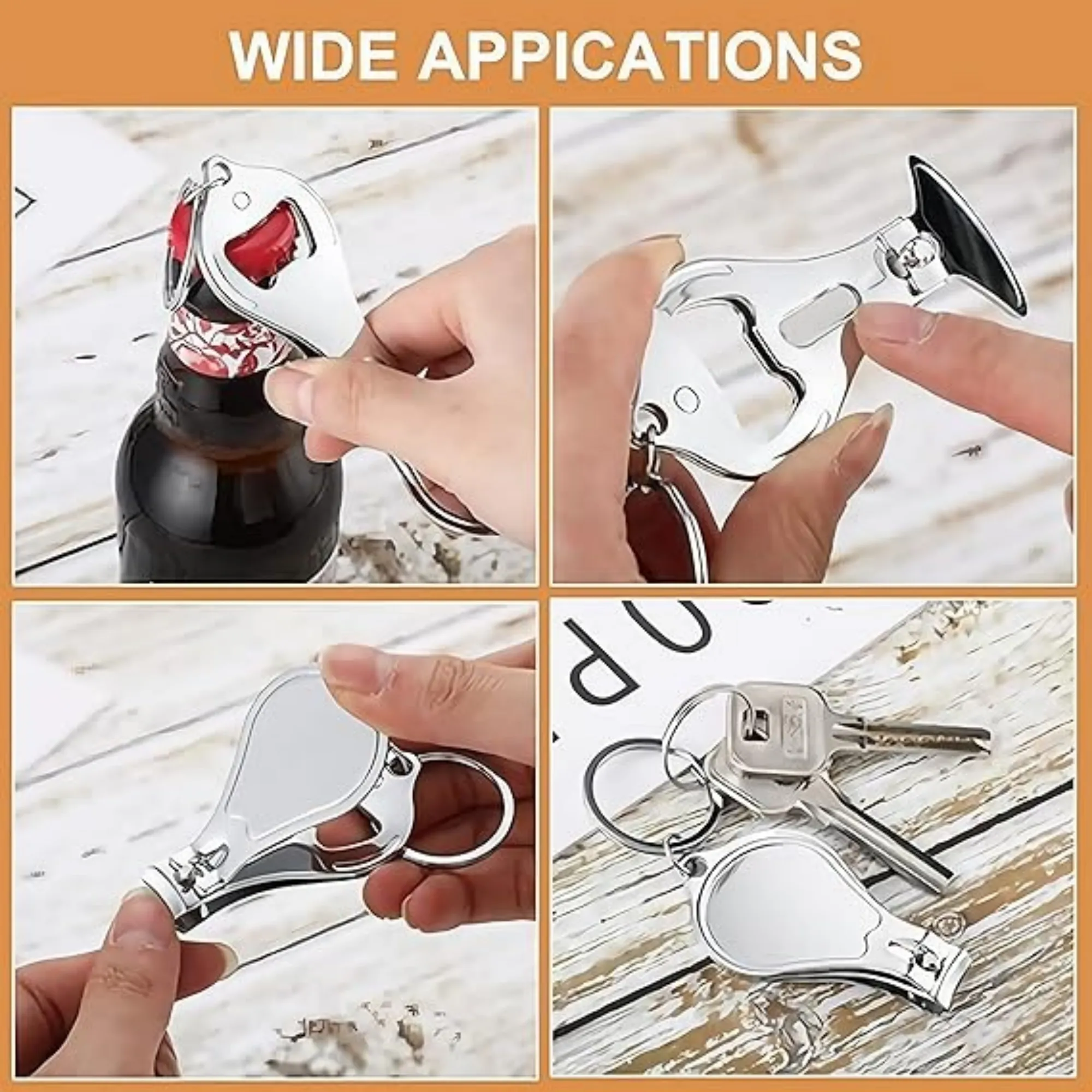 Stainless Steel Nail Clipper Bottle Opener Keychain 3