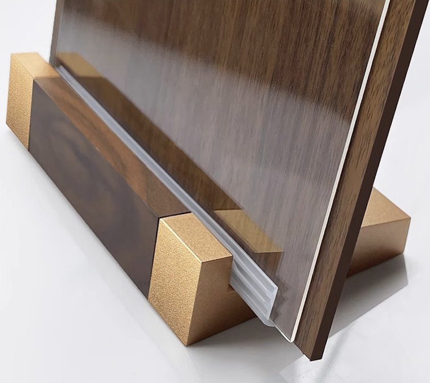 Acrylic Sign Holder with Wood-Color Base 7