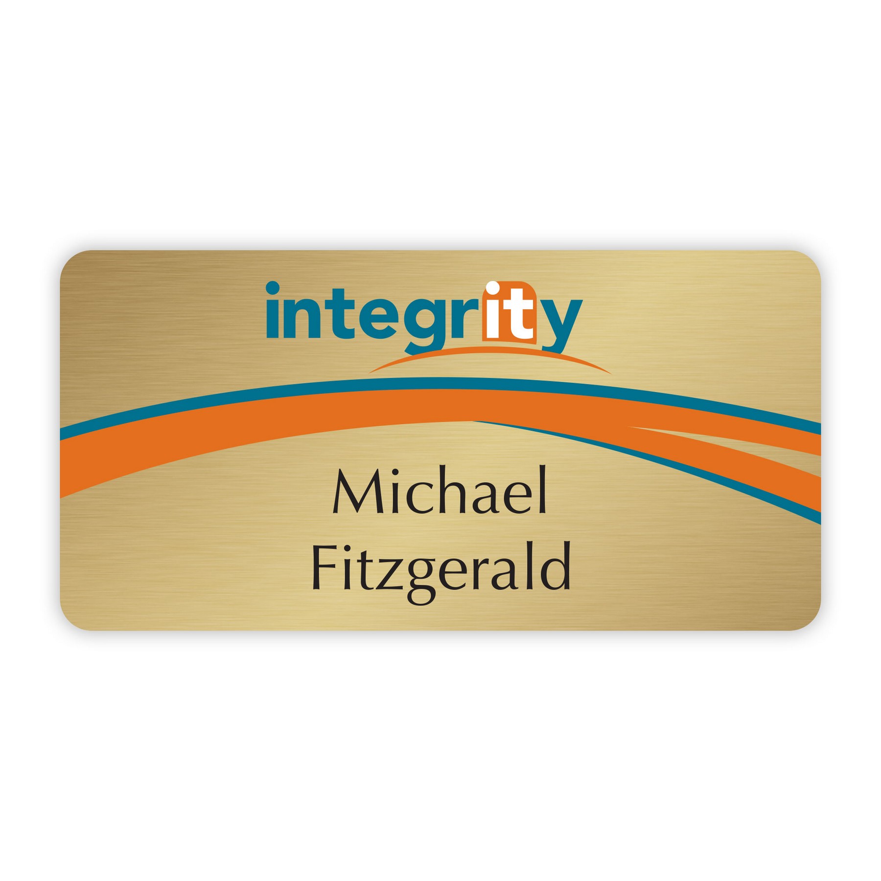 1" Wx3"L Aluminum Name Badge w/Full Color Imprint & Personalization 1