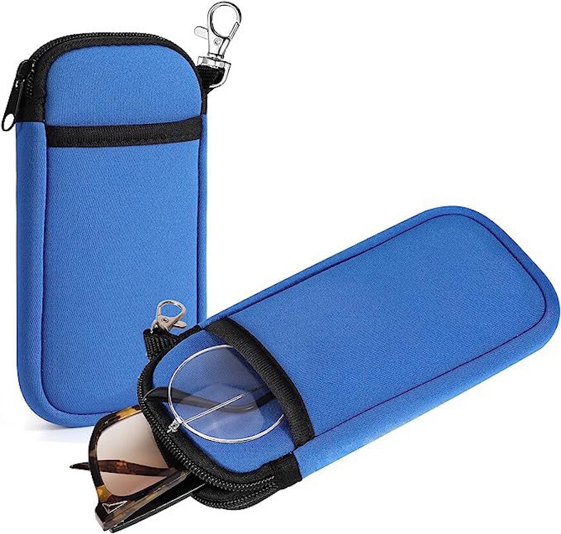 Neoprene Eyeglasses Pouch with Zipper & Carabiner Hook 2