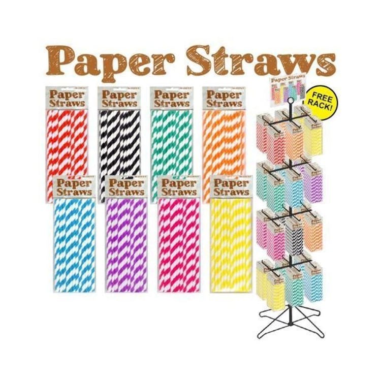 Colored Paper Straws - 36/Pack Display Included 2