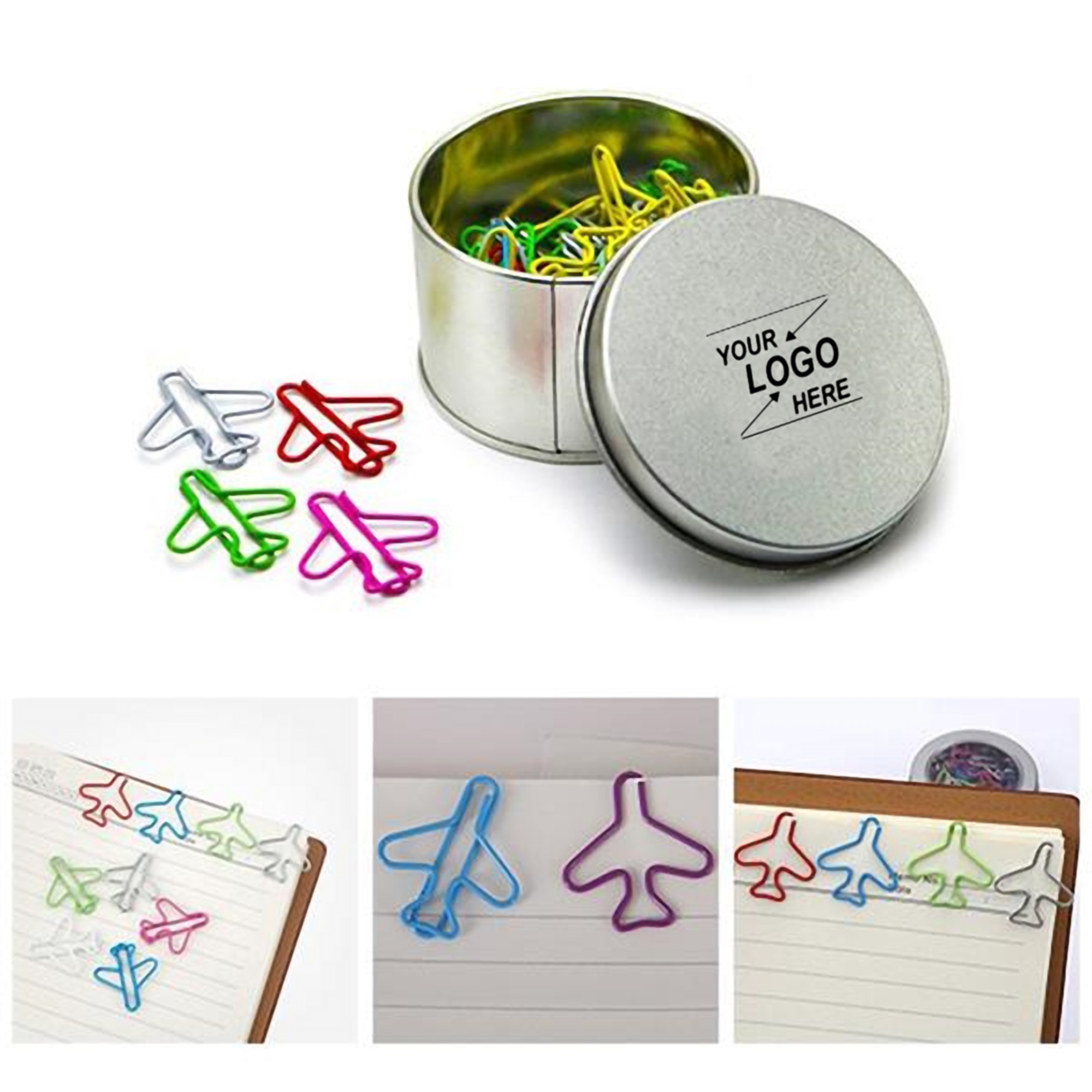 Airplane Shaped Paper Clips in Metal Tin 4