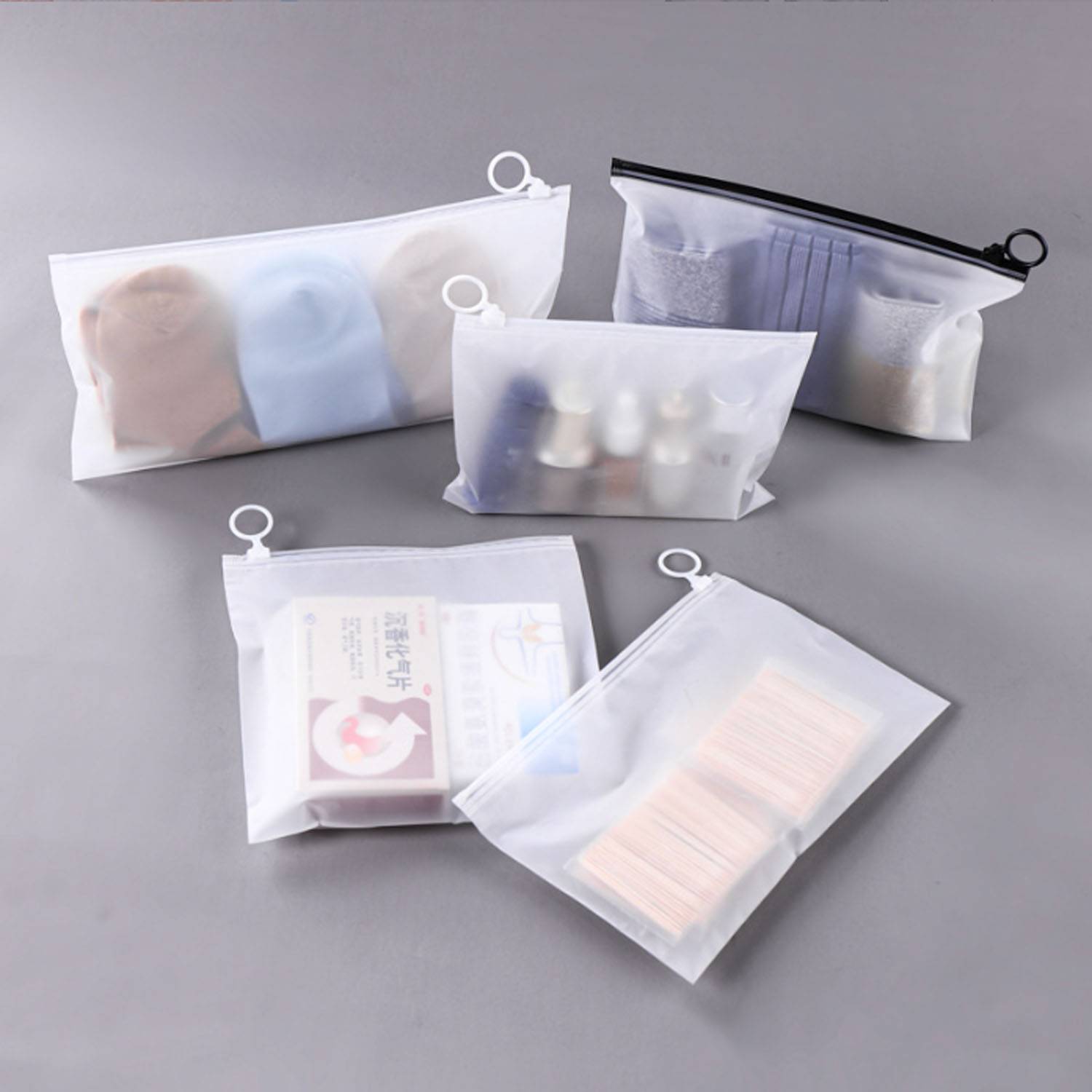 Customizable sizes Frosted Cosmetic Pouch w/ Zipper 4
